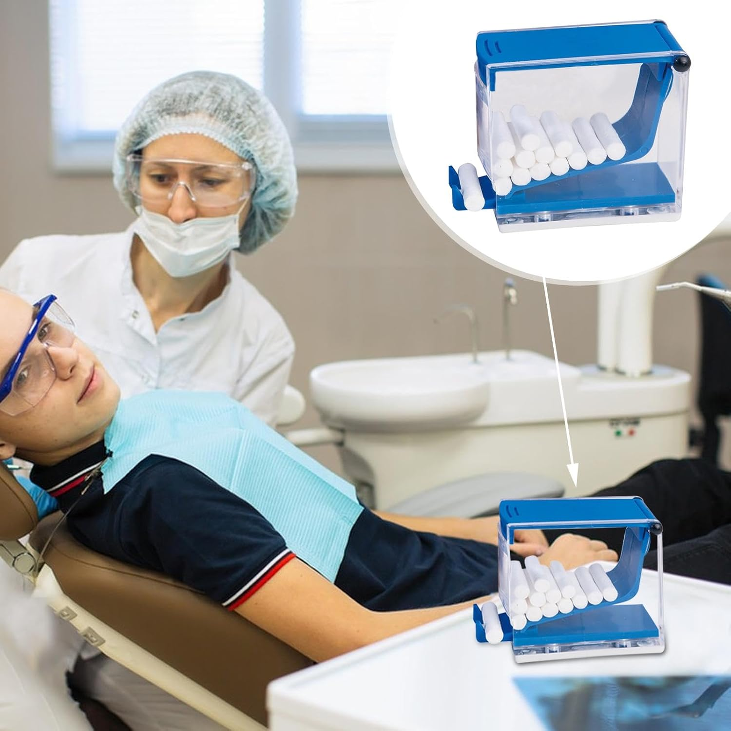 Hygienic Cotton Roll Divider,Press Type Transparent Dentist Cotton Roll Dispenser | Dentist Clinic Container, Pre-Roll Cone Holder Case for Professional Clinic, Dentistry image number 6