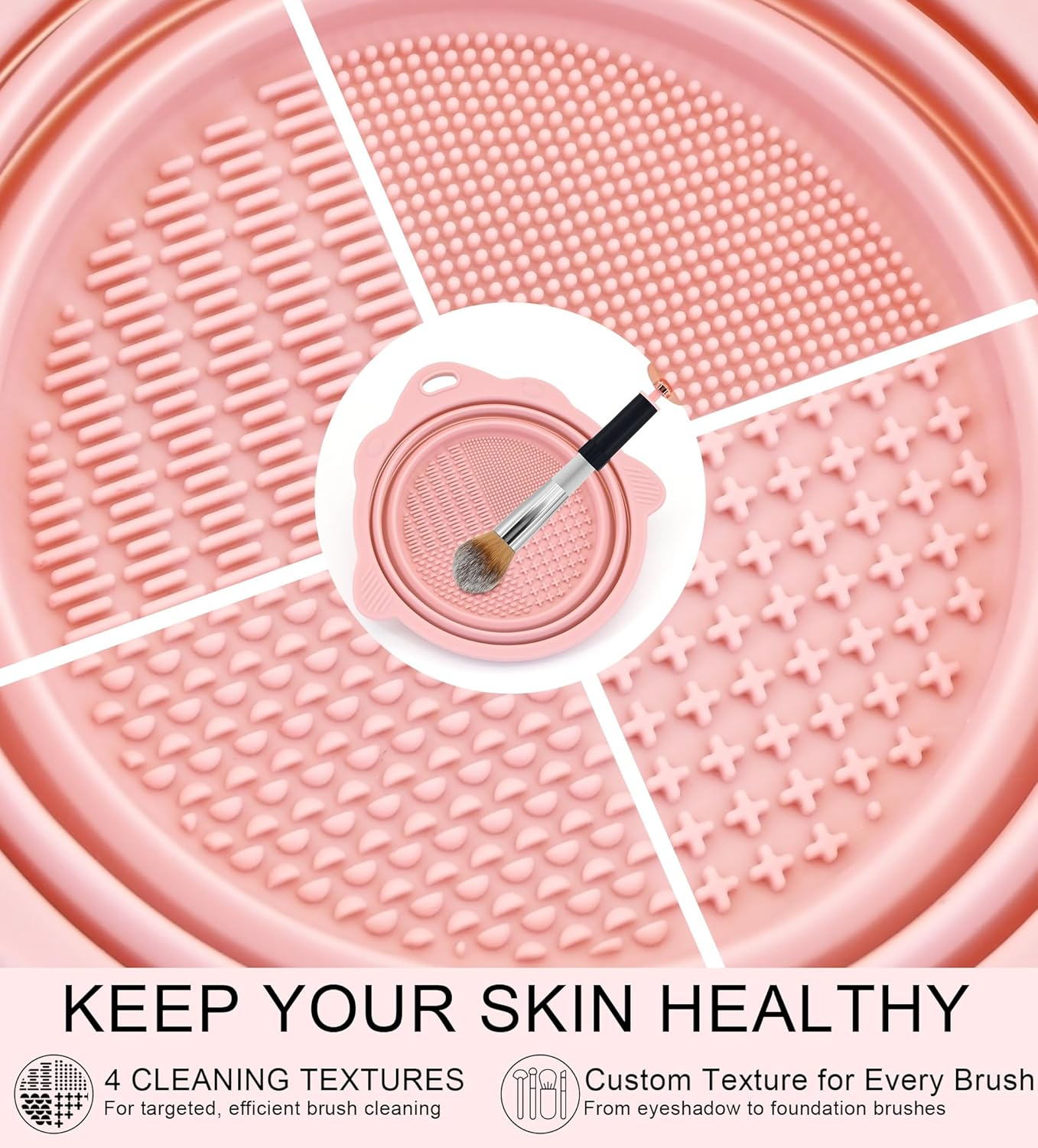 YBVABE Makeup Brush Cleaner and Dryer &ndash; Electric 10S Quick Clean & Dry with Foldable Silicone Bowl &ndash; Portable Spin Cleaning Tool for All Makeup Brushes &ndash; Battery & Rechargeable Options image number 3