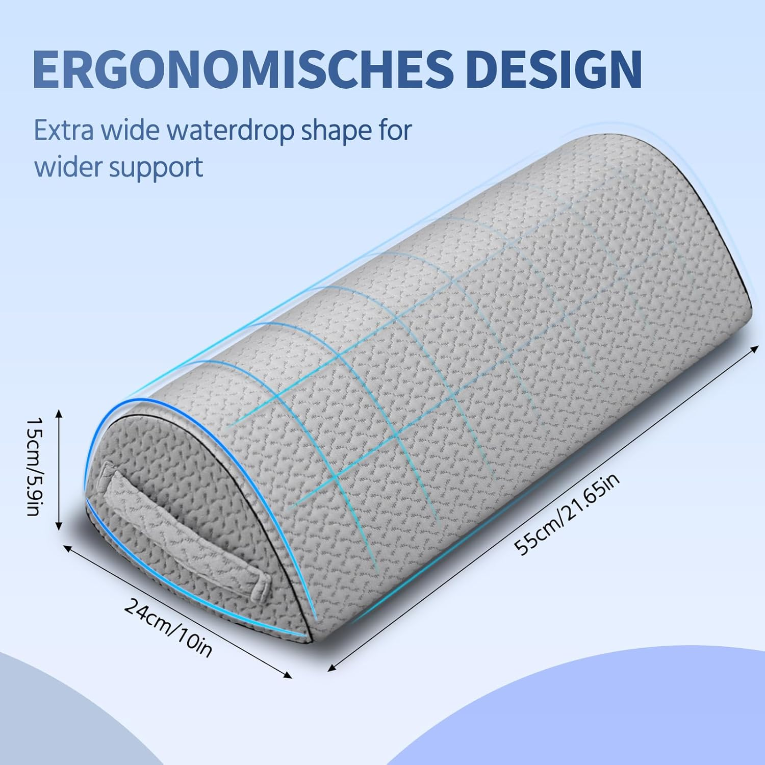 Pozico Knee Pillow for Side Sleepers - Ergonomic Leg Pillow with Memory Foam - Positioning Pillow for Knee, Back & HIPS - Neck Roll with Carry Tab & Washable Cover image number 2