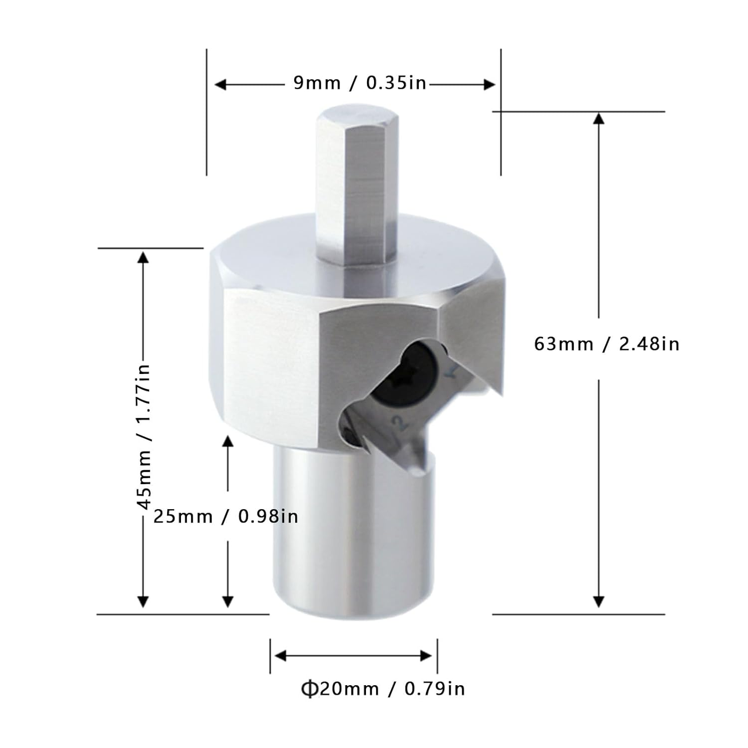 Jiawu 1 Count Hole Chamfer Reamer Tool, 20Mm Dog Hole Chamfer Reamer, Stainless Steel, T10 Alloy Blade, 9Mm Hex Shank, Woodworking Tool image number 1