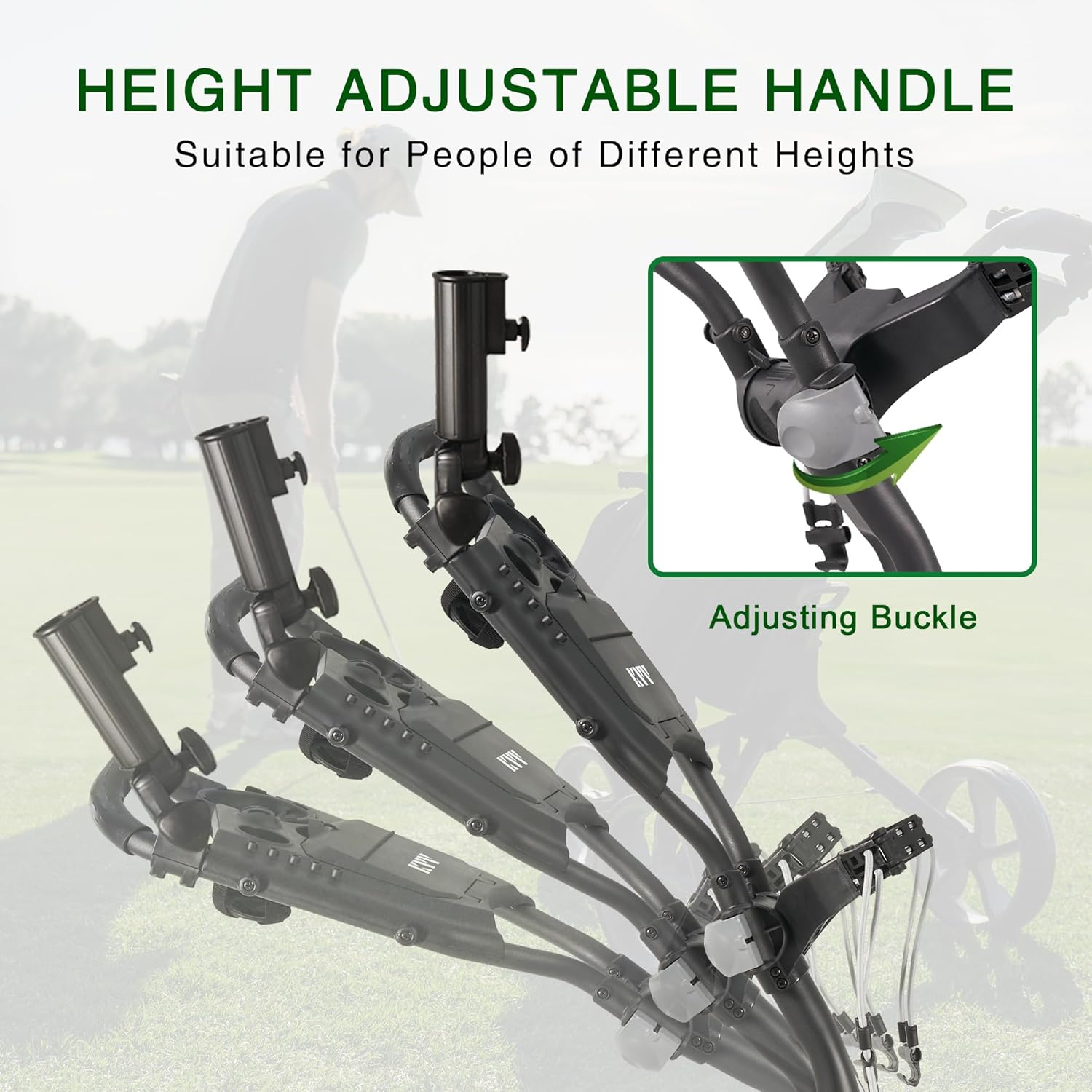 KVV 3 Wheel Foldable Golf Push Cart Ultra Lightweight Smallest Folding Size, New-Version Scorecard Holder - Grey image number 3