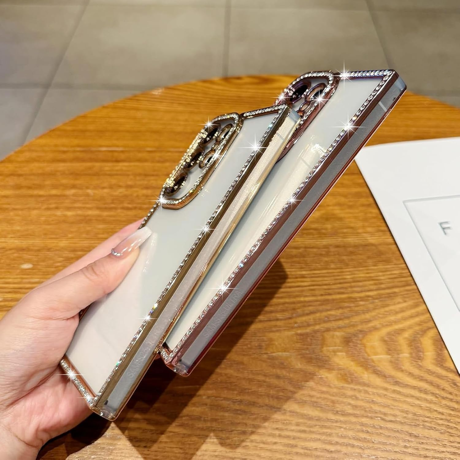 Eherui Glitter Case for Samsung Galaxy S25 Ultra, Crystal Luxury Shiny Diamond Mobile Phone Case, Silicone TPU Soft Transparent Back with Camera Protection, Shockproof Case for Samsung S25 Ultra, Gold