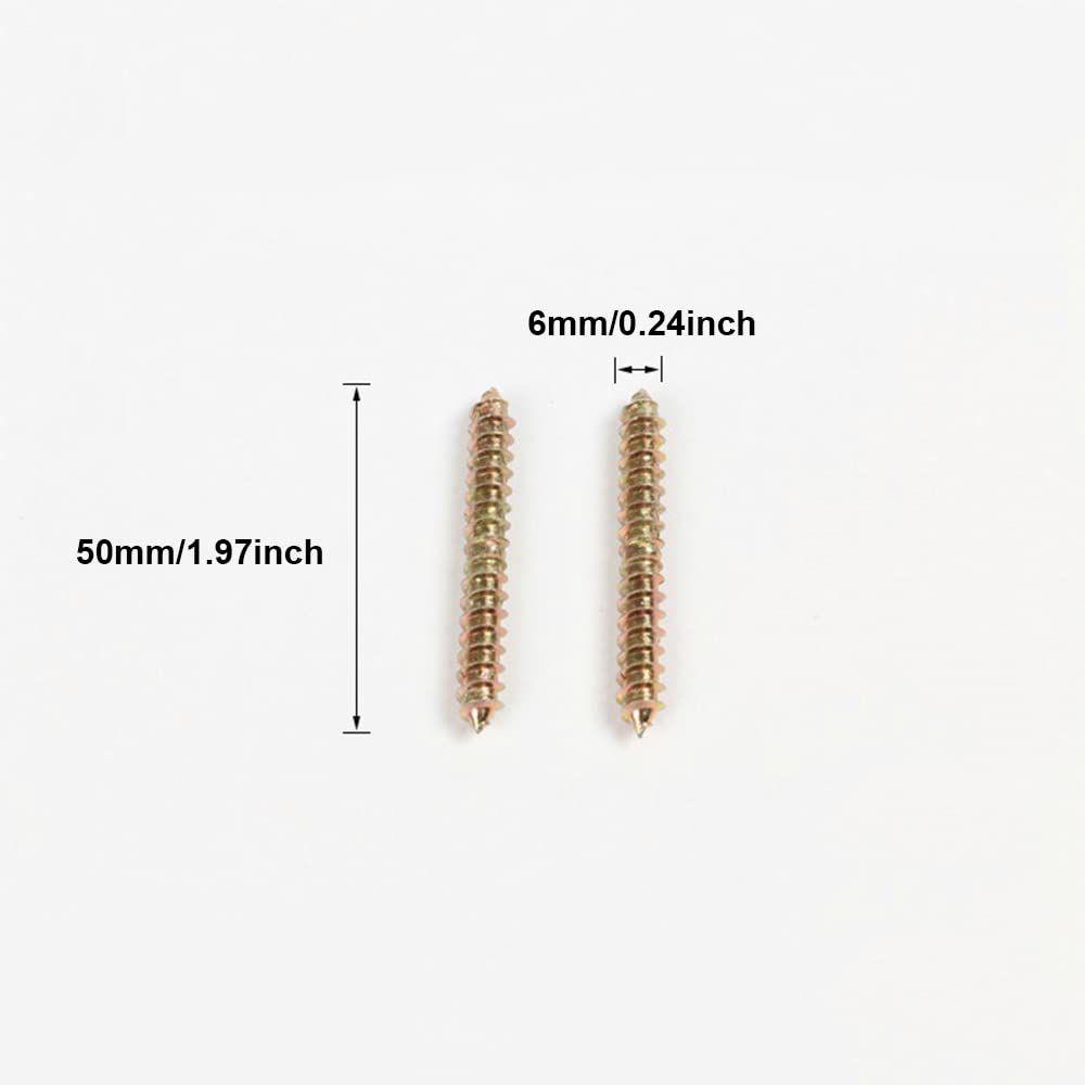 10Pcs M6/M8 Double Head Ended Wood to Wood Screws, 50 / 60 / 80Mm Self-Tapping Thread Bolts for Furniture Fixing Dowel 5 Sizes for Choose image number 6