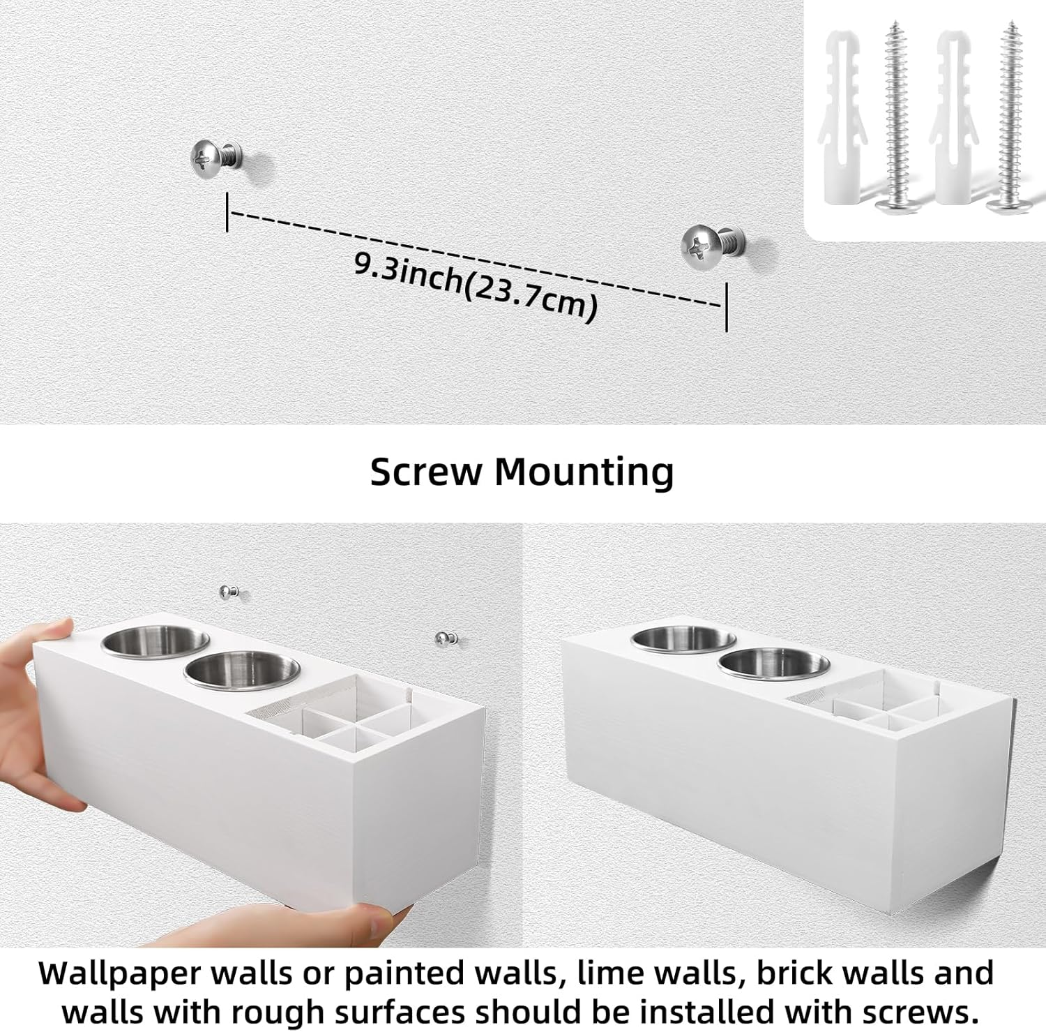 RAIKEDR Hair Dryer Countertop Holder, Hair Tool Organizer Wall Mount, Blow Dryer Holder Cabinet Door Organizer, Bathroom Countertop Blow Dryer Holder and Curling Iron Holder (Cedar Wood, White) - White image number 5