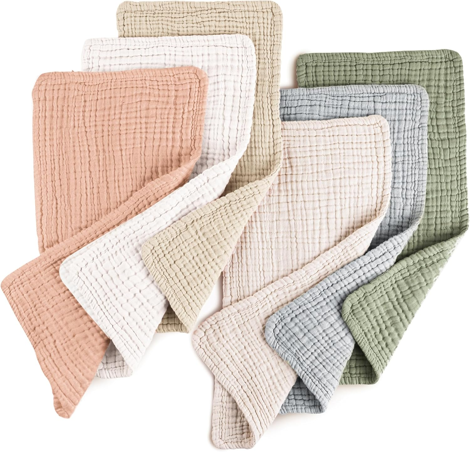 Konssy Muslin Baby Burp Cloths Sets for Unisex- 6 Pack Large 100% Cotton Burping Clothes for Newborn，Baby Girls and Boys