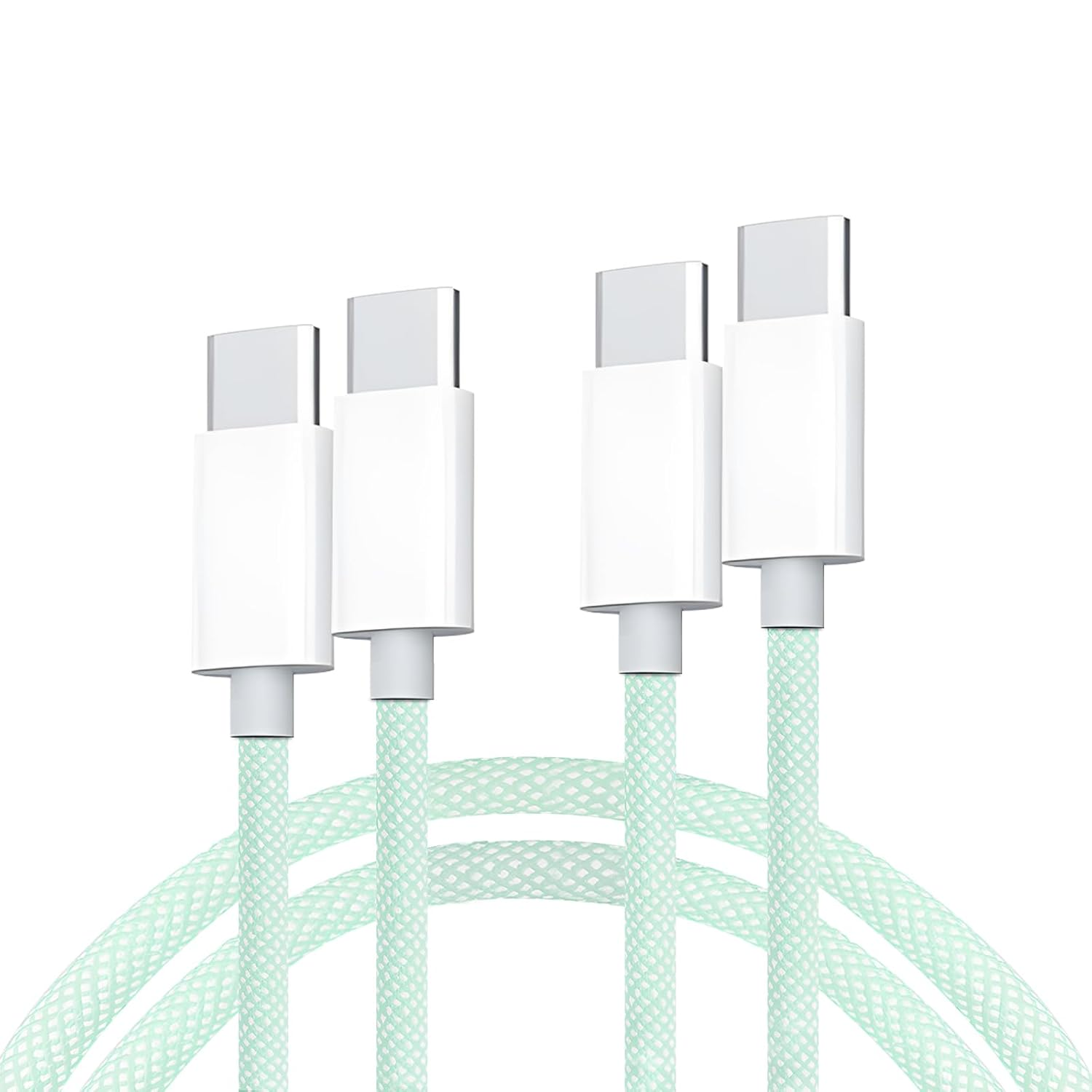 USB C to USB C Braided Fast Charging Cable, 2-Pack 5FT 60W PD Type-C Power Cord for Iphone 16/15 Pro Max, Macbook Air, Ipad Pro,Galaxy, Pixel, Android Auto, Carplay,White