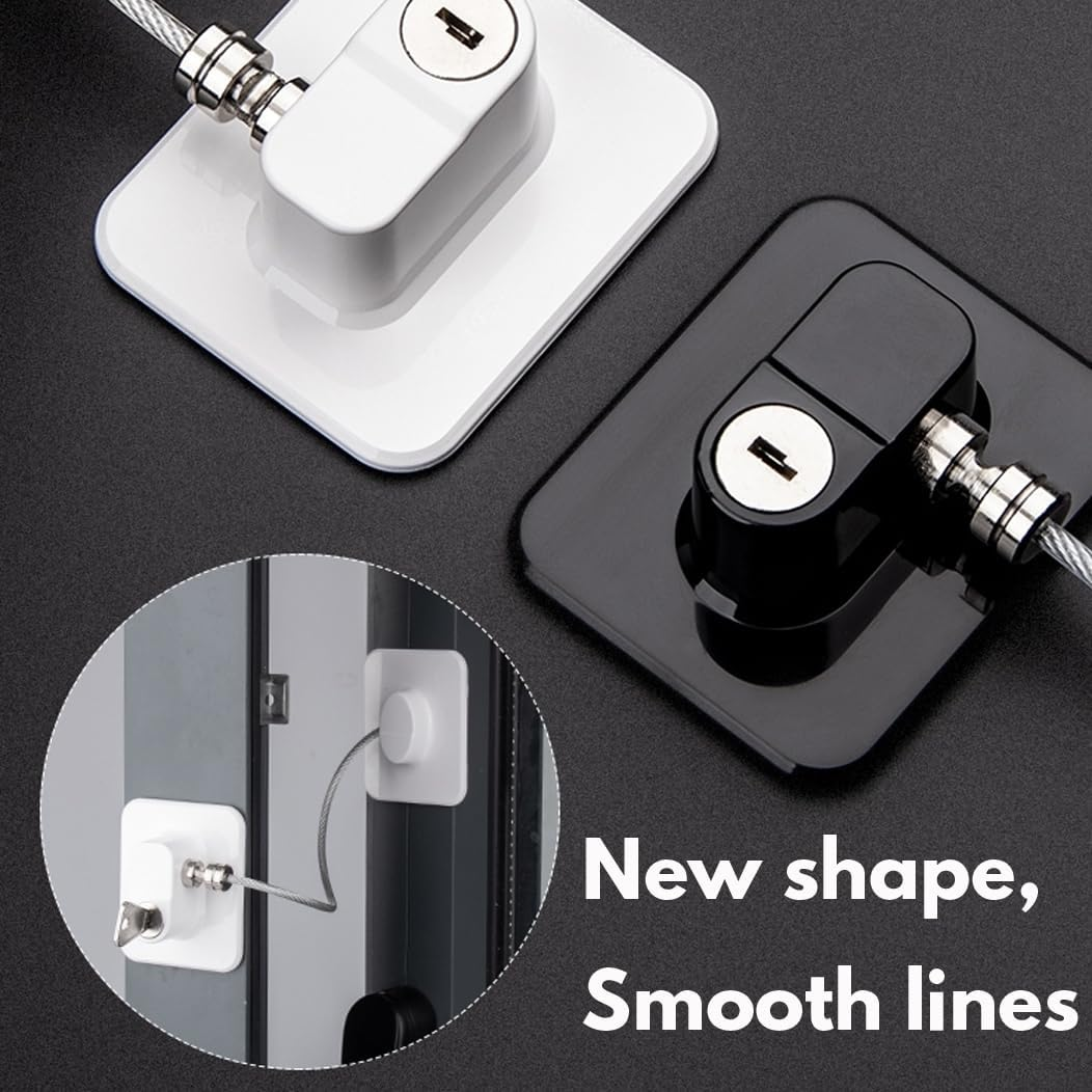 Fridge Lock,H HOME-MART Refrigerator Door Lock with Two Keys,Freezer Lock and Child Safety Cabinet Lock with Strong Adhesive for Cabinets, Closets, Drawers, Window and More, Easy Install and Use (Black-2 Pack) - White-2 Pack image number 2