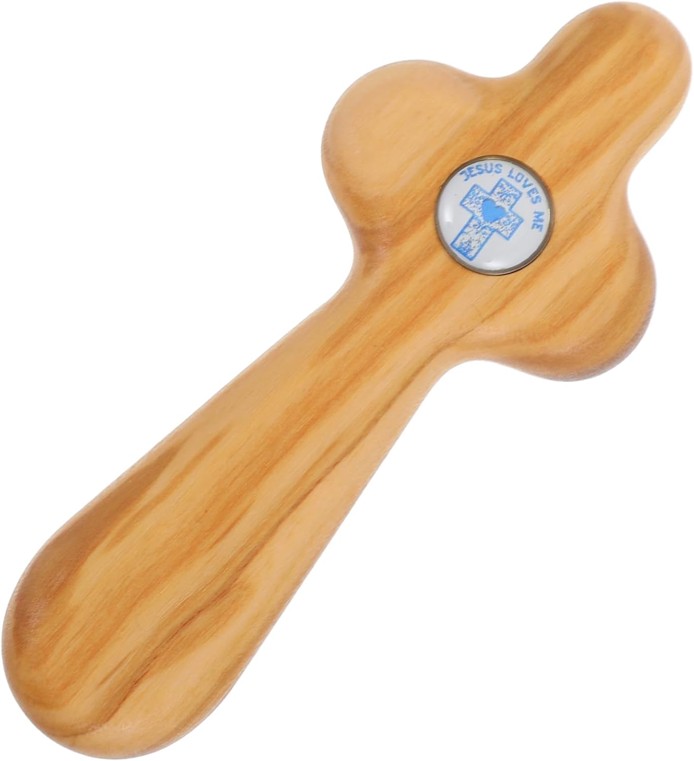 UTHCLO Handheld Olive Wood Cross for Baptism Pocket Prayer Crucifix for First Communion and Confirmation Unique Religious Keepsake for Christian Ceremonies image number 2