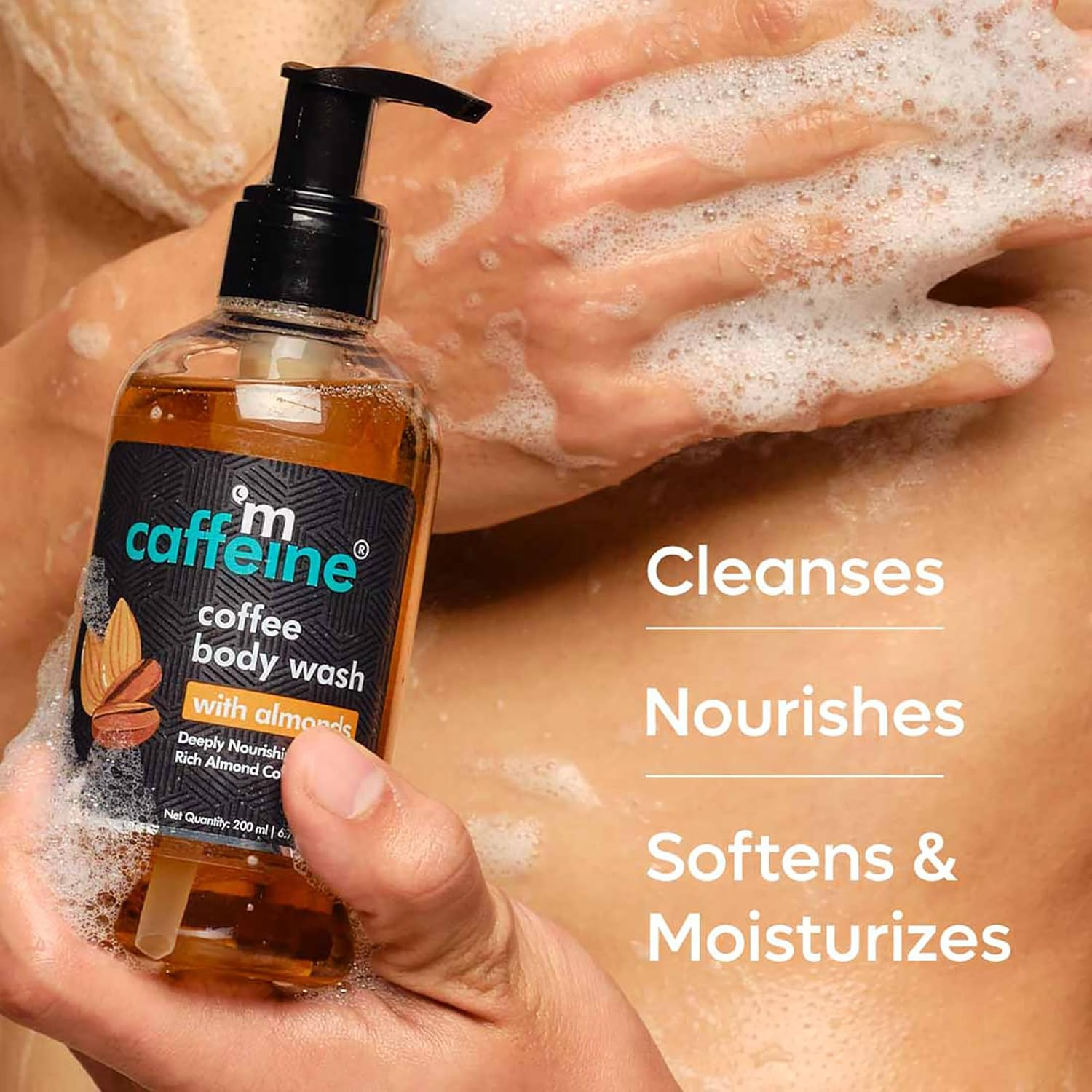 Mcaffeine Coffee Body Wash with Almonds for Nourished Skin | Nutty Almond Aroma | Vitamin E Rich Body Cleanser for Soft & Supple Skin | Sulphate Free Shower Gel for Men & Women - 200 Ml image number 5