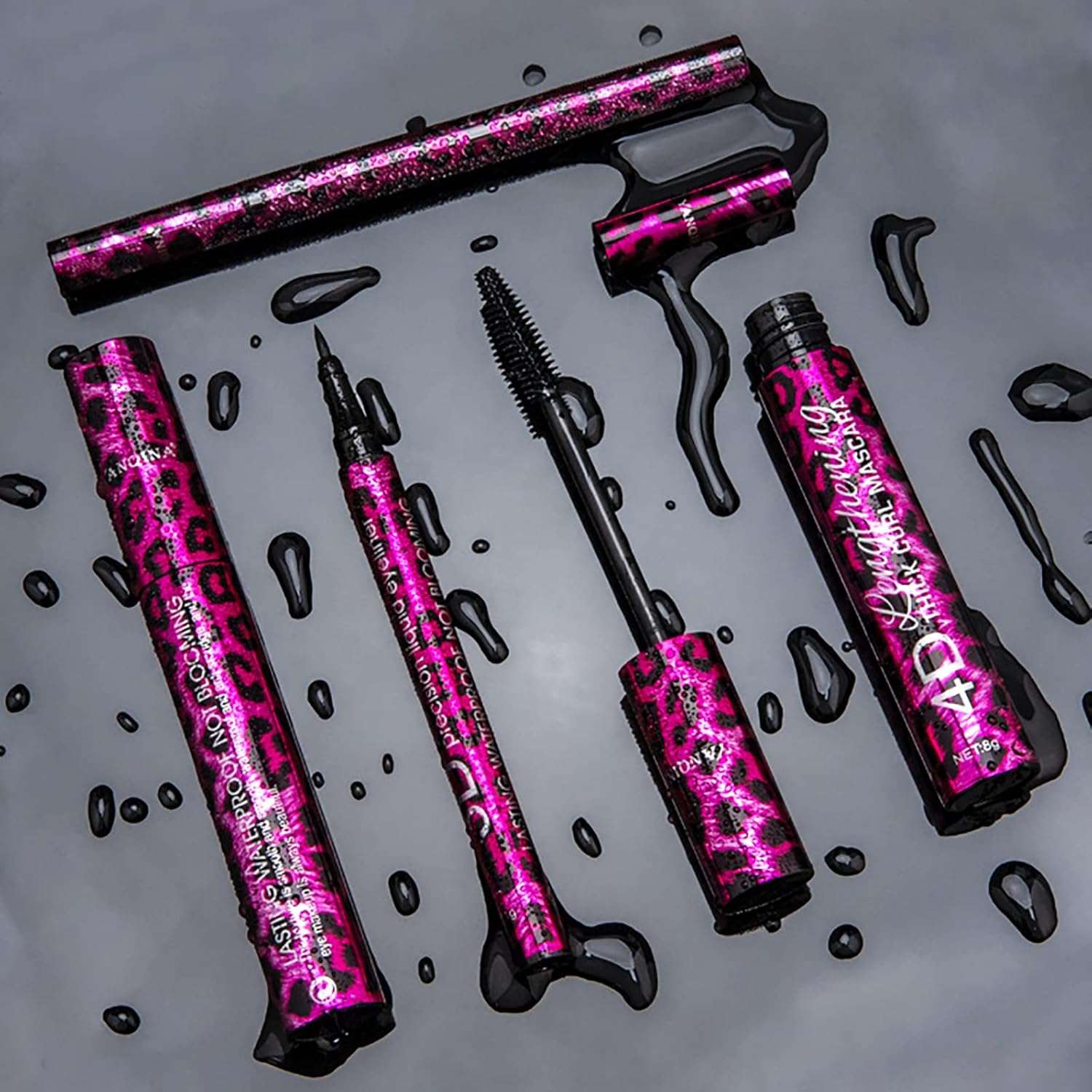 Volksrose 4D Silk Fiber Lash Mascara & Eyeliner Kit,Black Silk Fiber Lash Mascara Waterproof & Smudge-Proof, Lengthening Natural Extension Mascara Liquid Eye Liner,Long-Lasting No Flaking image number 2