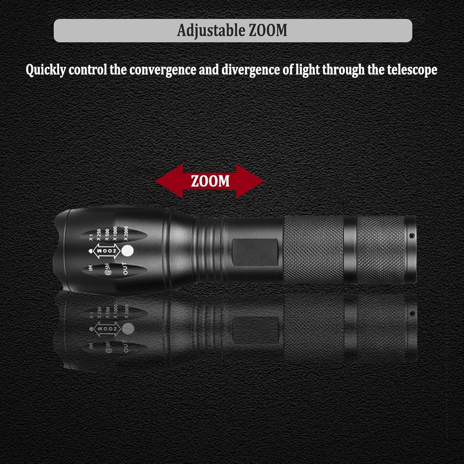 T6 Zoomable Aluminum Alloy LED Flashlight, Super Bright, Portable Torch, Powerful Emergency Flashlight Has 5 Modes, Outdoor for Camping, Hiking, Fishing, Tactical Handheld Torches (Large-137Mm) image number 3