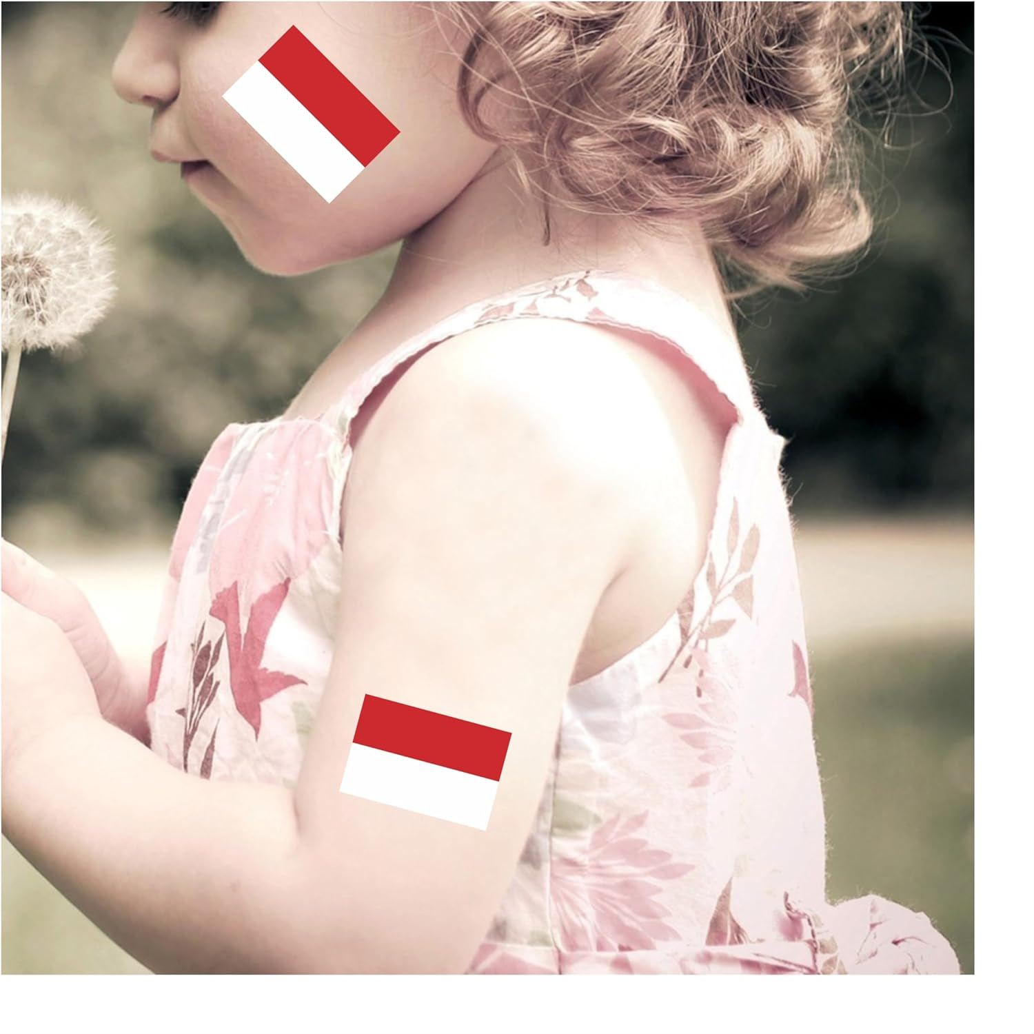 Womaha 30 Individual Temporary Indonesia Flag Tattoos Fans Face Tattoo Stickers for Adults Kids Group Activity Props image number 4