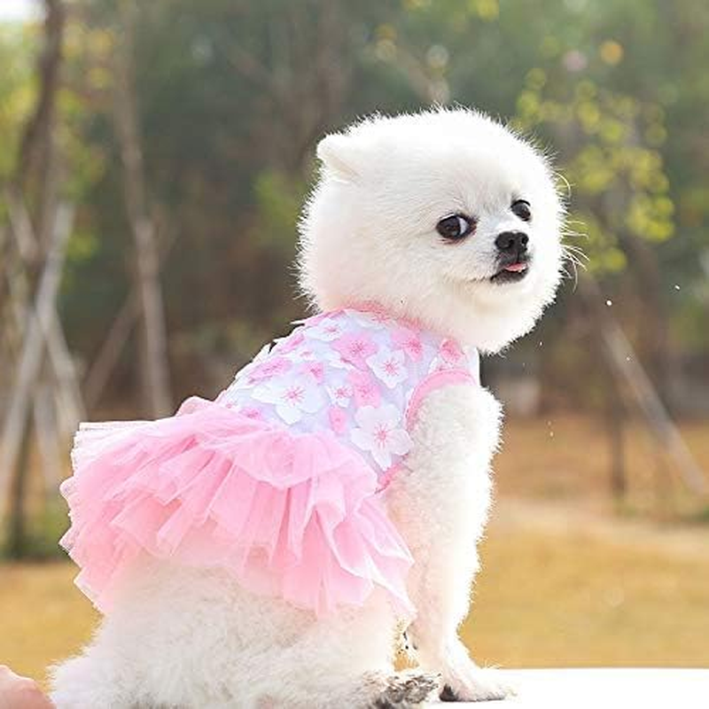 Dog Wedding Dress, Small Dog Dresses Female, Doggie Bridal Dresses, Birthday Dress, Girl Puppy Clothes, Christmas Outfits, Halloween Costumes for Dogs Teddy Yorkie Teacup (Pink, S) image number 4