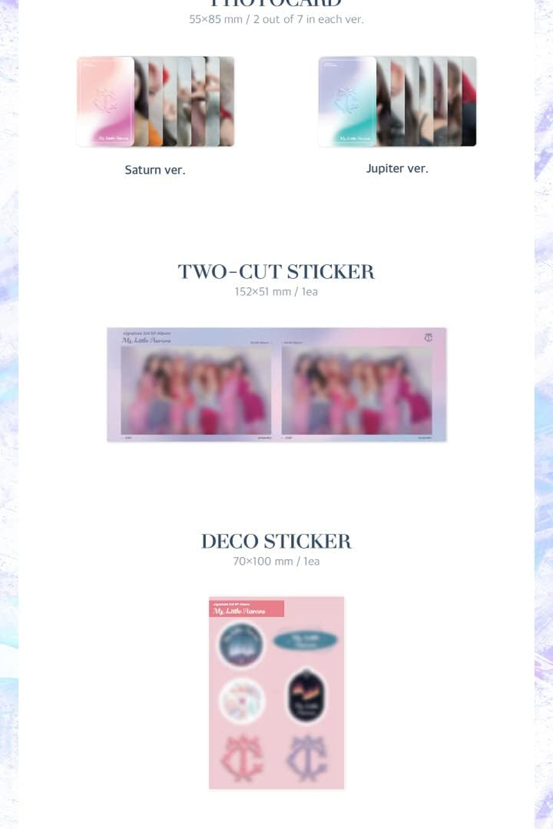 Cignature My Little Aurora 3Rd EP Album Jupiter Version Cd+1P Poster+1P Folding Poster on Pack+72P Photobook+1P Message Card+2P Photocard+1Ea 2Cut Sticker+1Ea Deco Sticker+Tracking Sealed image number 5