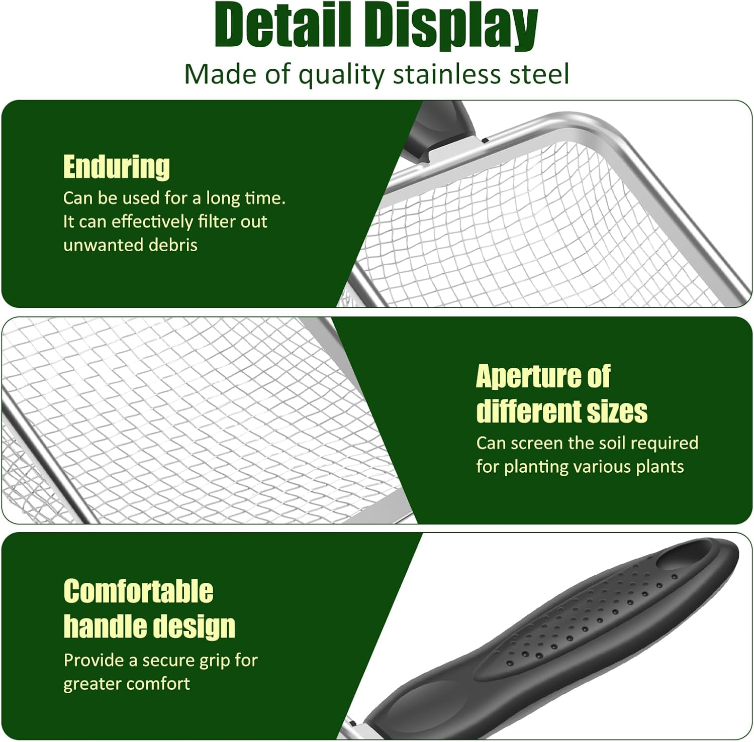 Soil Sifter, Sand Soil Compost Sifter Tool, High Efficient Sieve Sifters Potting Scoop, Multipurpose Ergonomic Gardening Shovel, Rocks Sifters, Sifting Tray for Small Gravel (Style2) image number 3