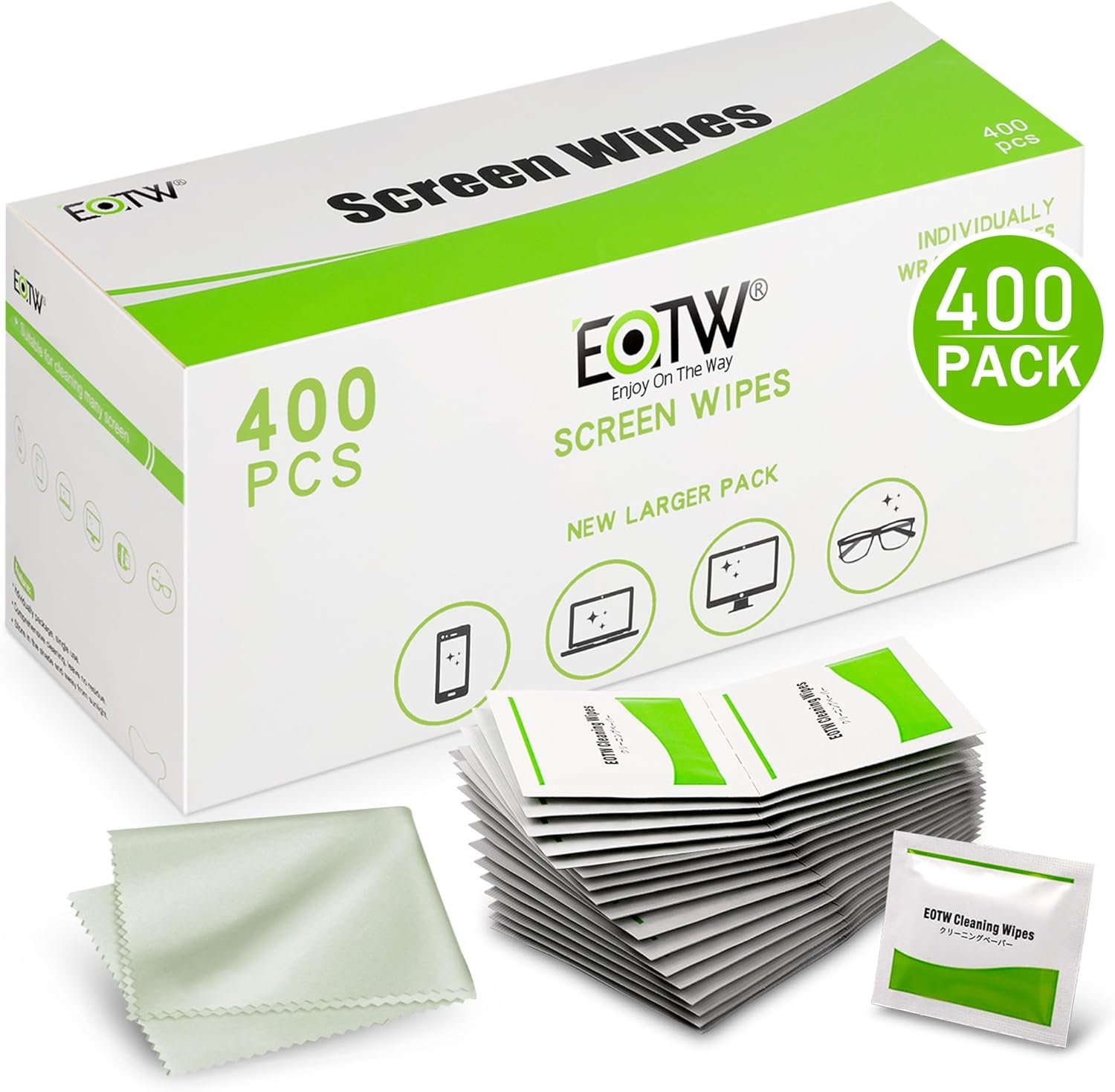 EOTW 400Pc Screen Wipes - Computer, TV, Laptop, Monitor Cleaner for Phone, Ipad, Lens, Tablet, Keyboard, Glasses