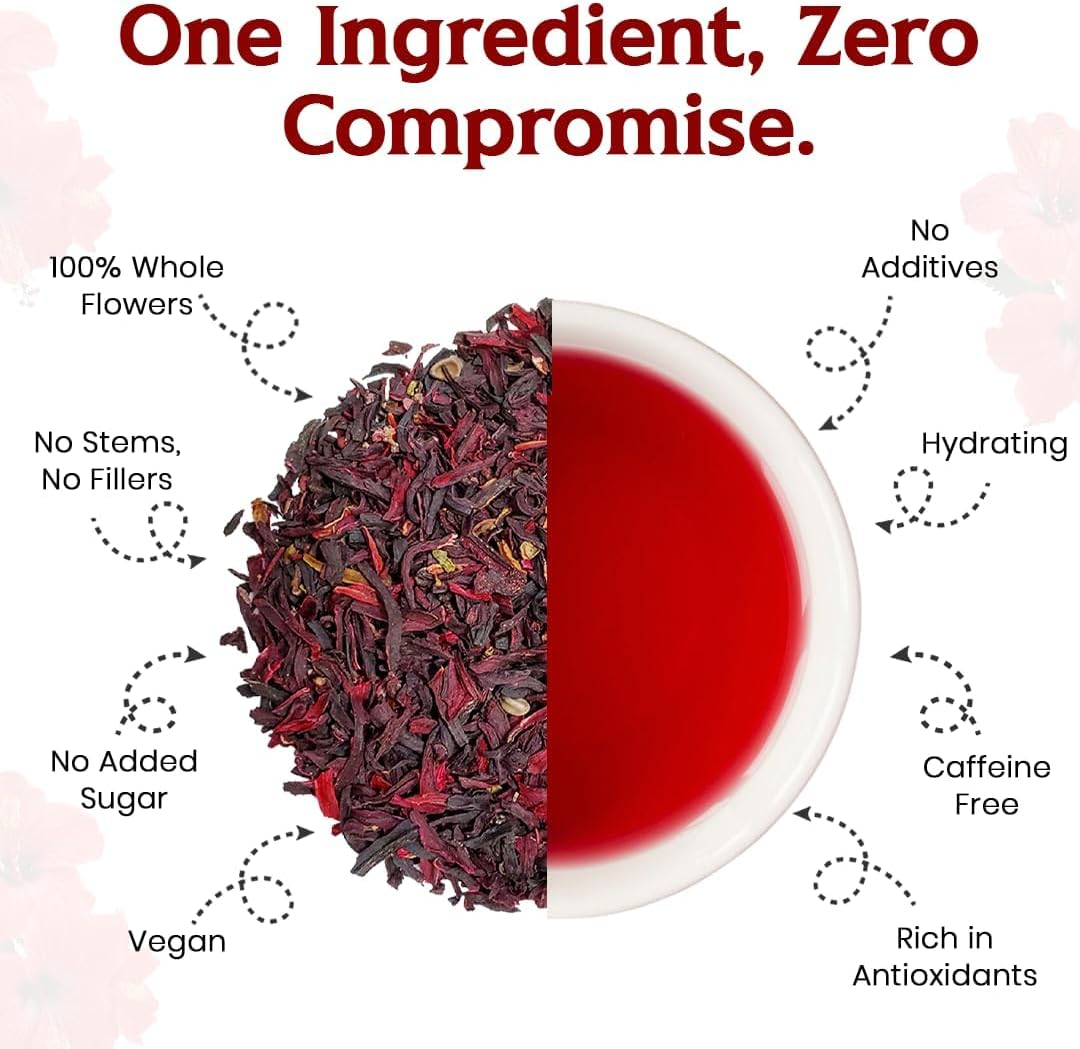 Zyanna 100% Natural Loose Leaf Hibiscus Tea, Dried Hibiscus Flower for Tea Petals, Caffeine-Free, Refreshing Tart Flavor (20 Teabags) image number 5