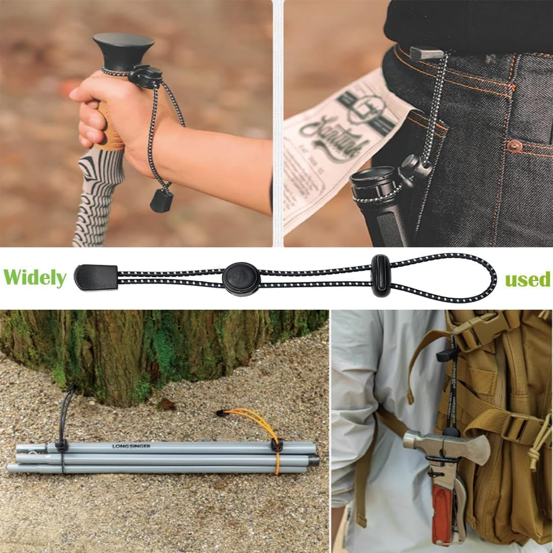 Backpack Elastic Rope Fixing Buckle,10Pcs Backpack Hiking Stick Holder Straps,Backpack Hiking Poles Holder Fixing Elastic Rope,Walking Hiking Pole Holder Straps,Hiking Pole Holder Straps for Backpack image number 4