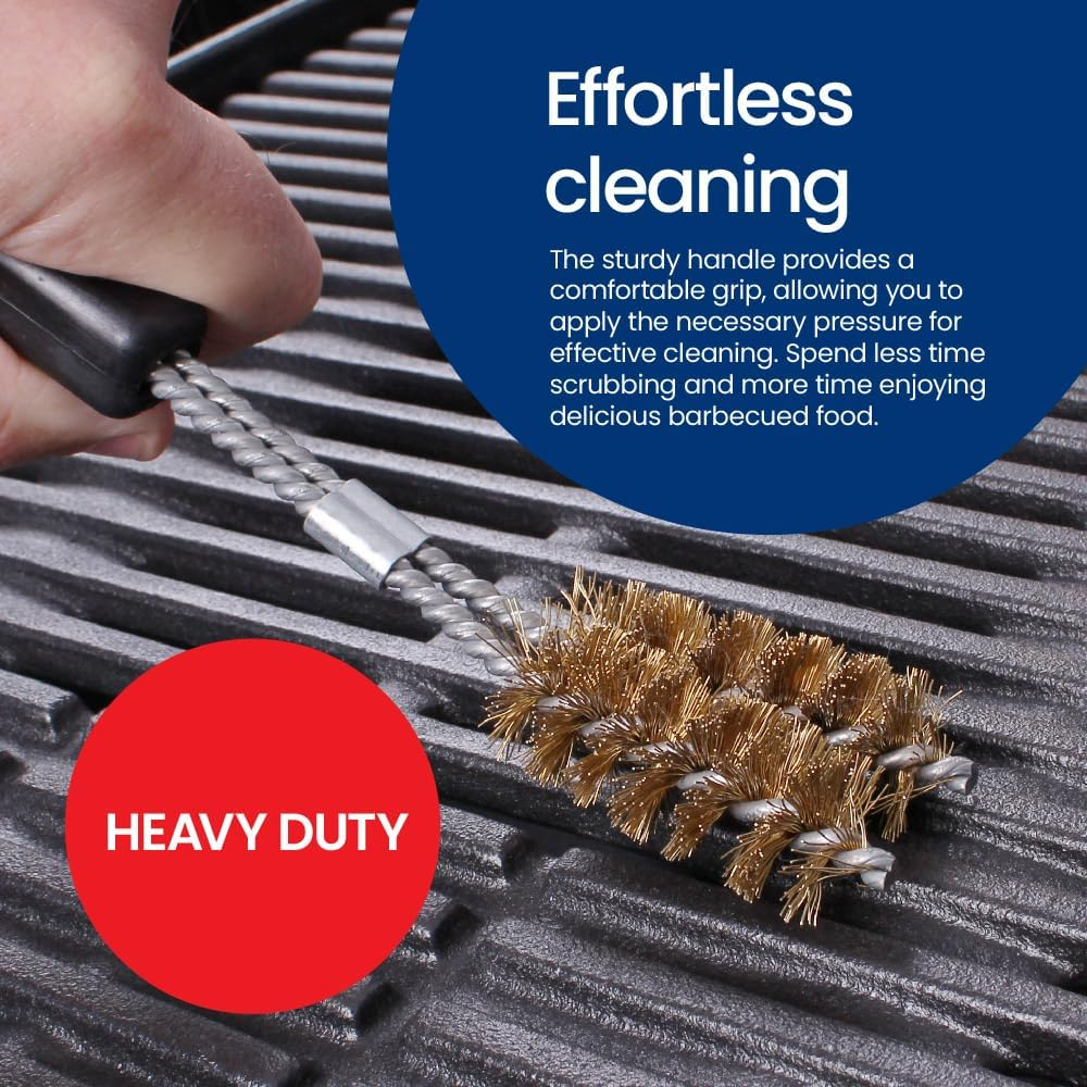 White Magic Short V-Shaped BBQ Brush - 20Cm, Made in USA, Brass Spiral Bristles, Safe for Coated Grills, Ergonomic Grip, Deep Cleaning Power, Durable & Dishwasher Safe
