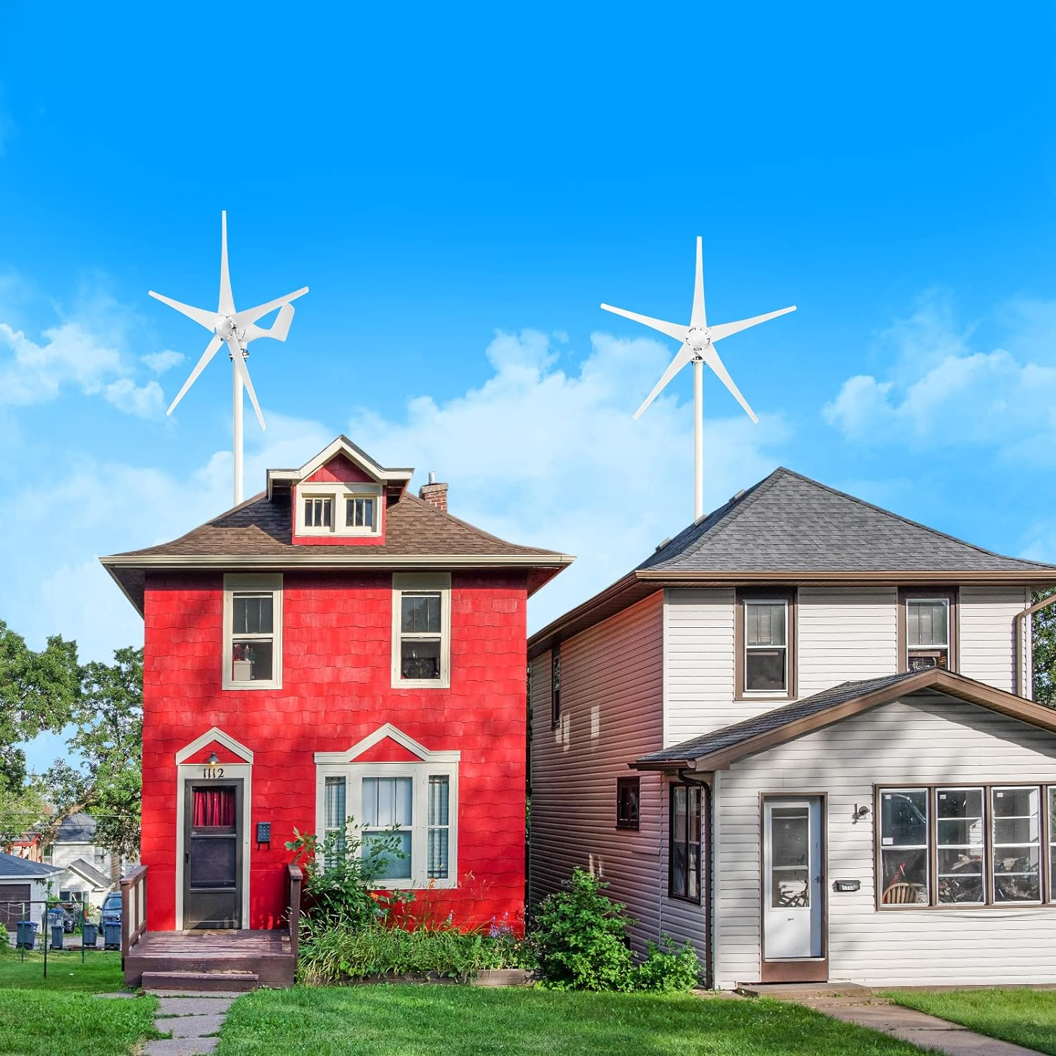 12V 1200W Wind Generator with Charger Controller - 5 Blades S-Type Minitype Wind Turbine Kit for Clear Energy - Windmill for Home, Highways, Boats - White image number 1