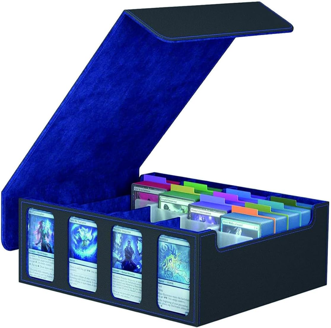 4-Row Trading Card Storage Box, Bulk Card Case for 3200+ Mtg Tcg Magic Soprts Playing Game Card Organizer, Commander Deck Box with 4 Supporters 24 Dividers Strap+10 Top Loaders for Cards image number 1