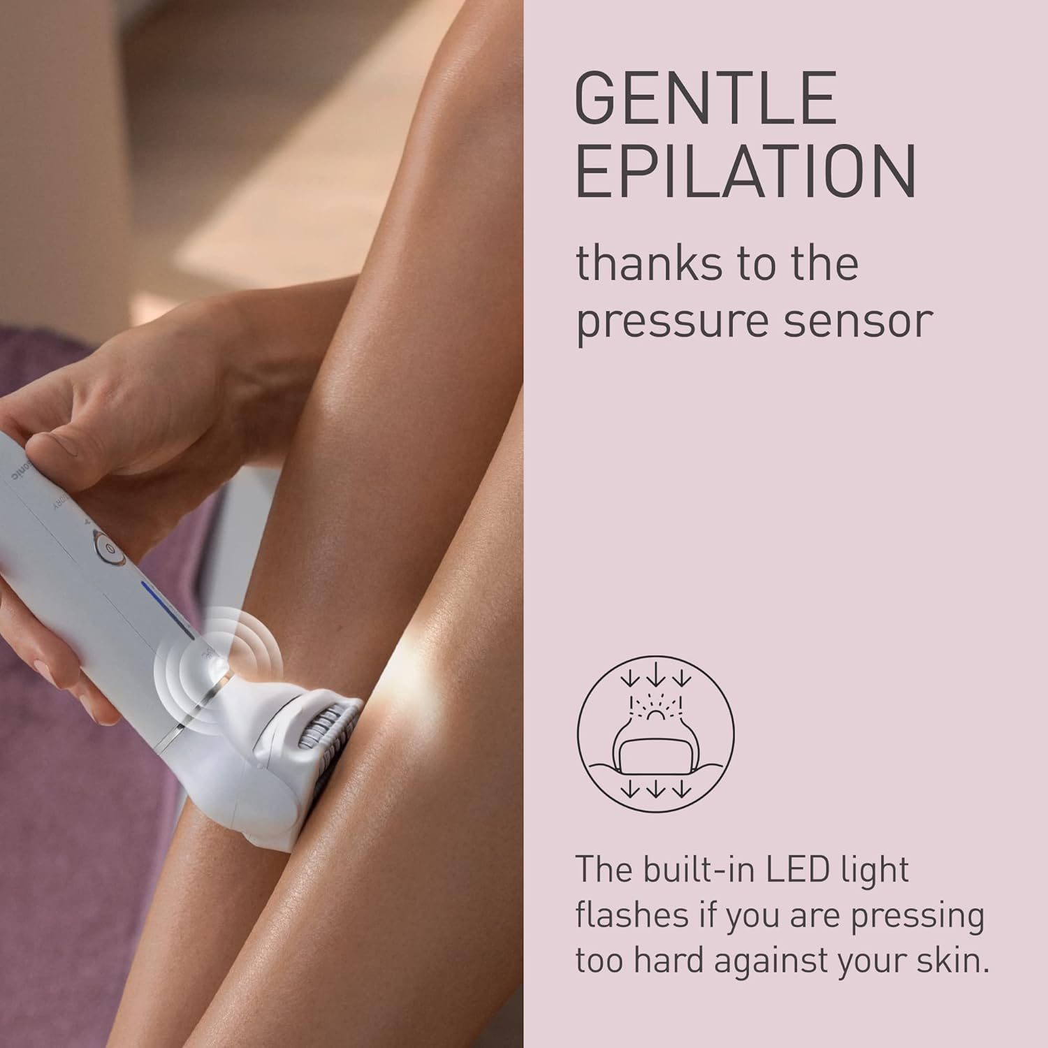 Panasonic Wet/Dry Cordless Epilator with Double Disc Technology, 3 Speed Settings, Rechargeable Battery, 2 Attachments, Flexible Pivoting Head, Pressure Sensor, LED Light, 0.5Mm Hair Removal, Easy Grip Handle (ES-EY31-W541)