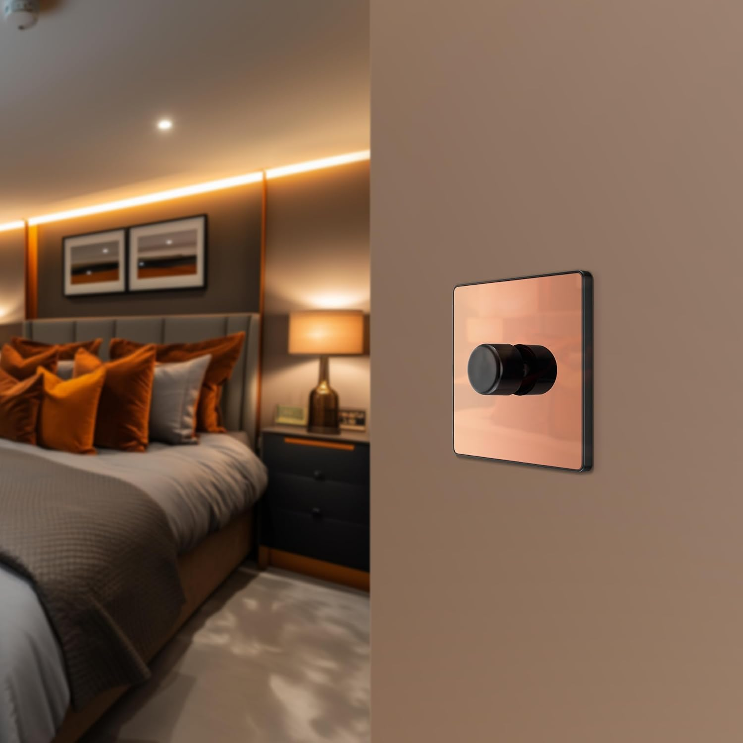 BG Electrical PCDCP81B Smart Single Wall Dimmer Switch, 2 Way, Screwless Faceplate, Evolve, Polished Copper, 200W image number 3