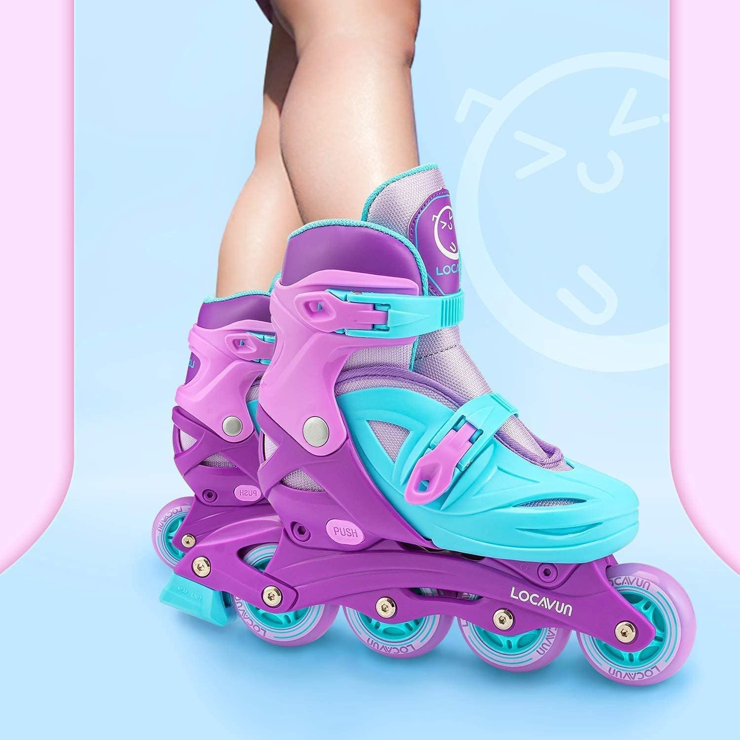 Children'S Roller Skates for Girls, Adjustable 4 Sizes Inline Roller Skates Quad with Luminous Wheels for Children Girls image number 2