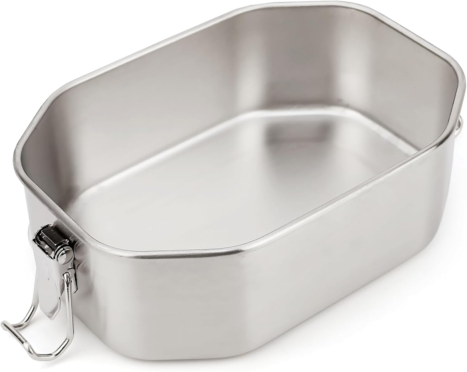 Stainless Steel Lunch Container, Metal Bento Box Snack Container with Leakpproof Lid, Stainless Steel Food Container with Spoon & Fork, 6.7X 4.9IN for Meal Prep Camping