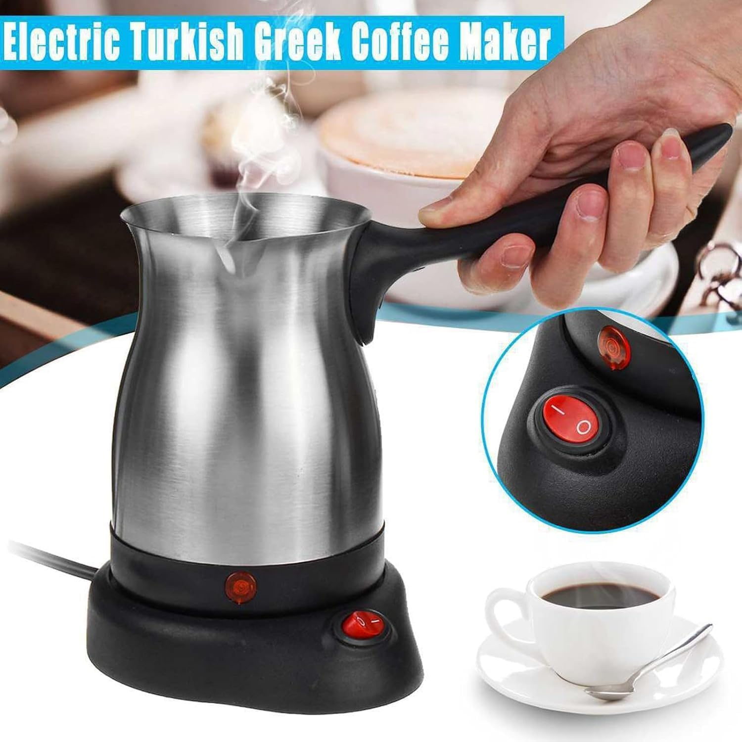 Electric Turkish Coffee Pot, 304 Stainless Steel Coffee Maker, 5 Cup Capacity, 800W image number 2