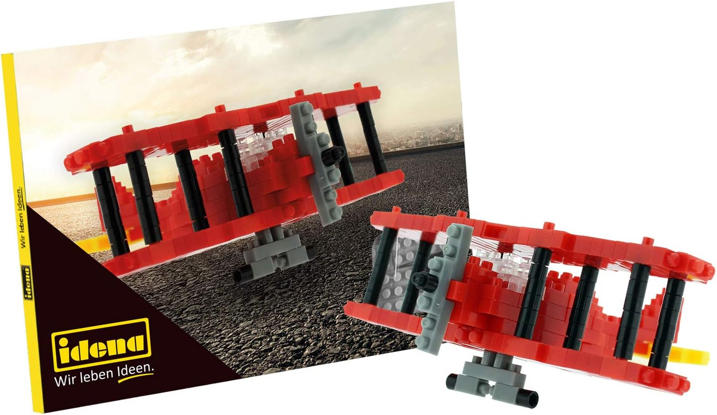 Idena 40141 Postcard Double Decker with a 3D Model Building Set with 214 Original Brixies Mini Building Blocks, Difficulty Level 1, Greeting Card or Children and Adults