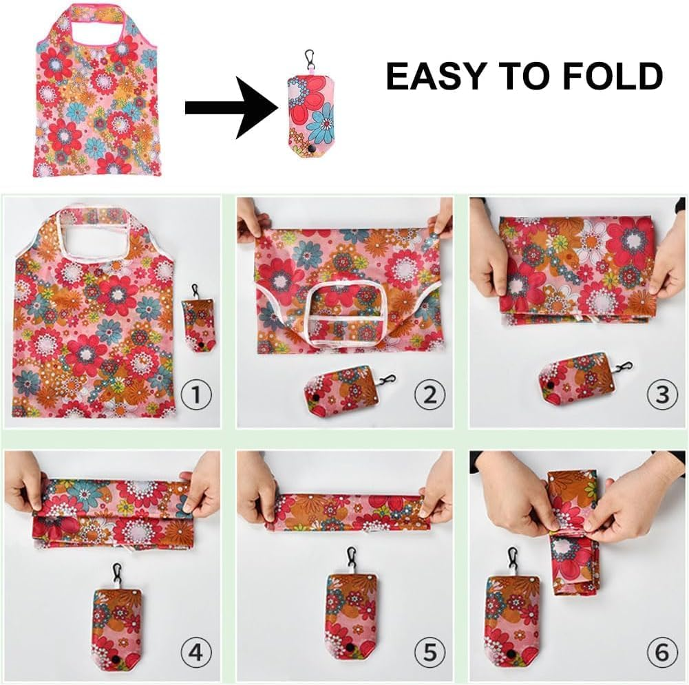 Roczential 6 Pack Reusable Grocery Bags Set, Machine Washable Shopping Bags, Foldable Shopping Tote Bags for Men Women Shopping