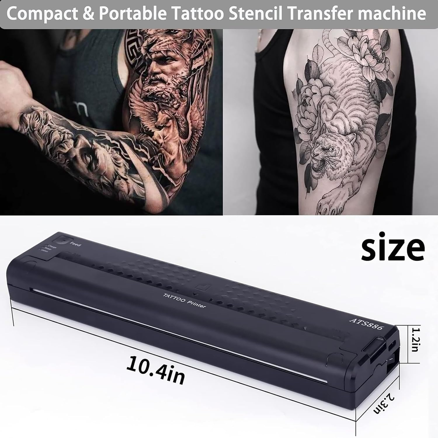Portable Tattoo Stencil Printer &ndash; 1200Mah Wireless Tattoo Transfer Machine with 10 Transfer Papers, Mini Stencil Printer Compatible with Android, 10S & PC image number 3
