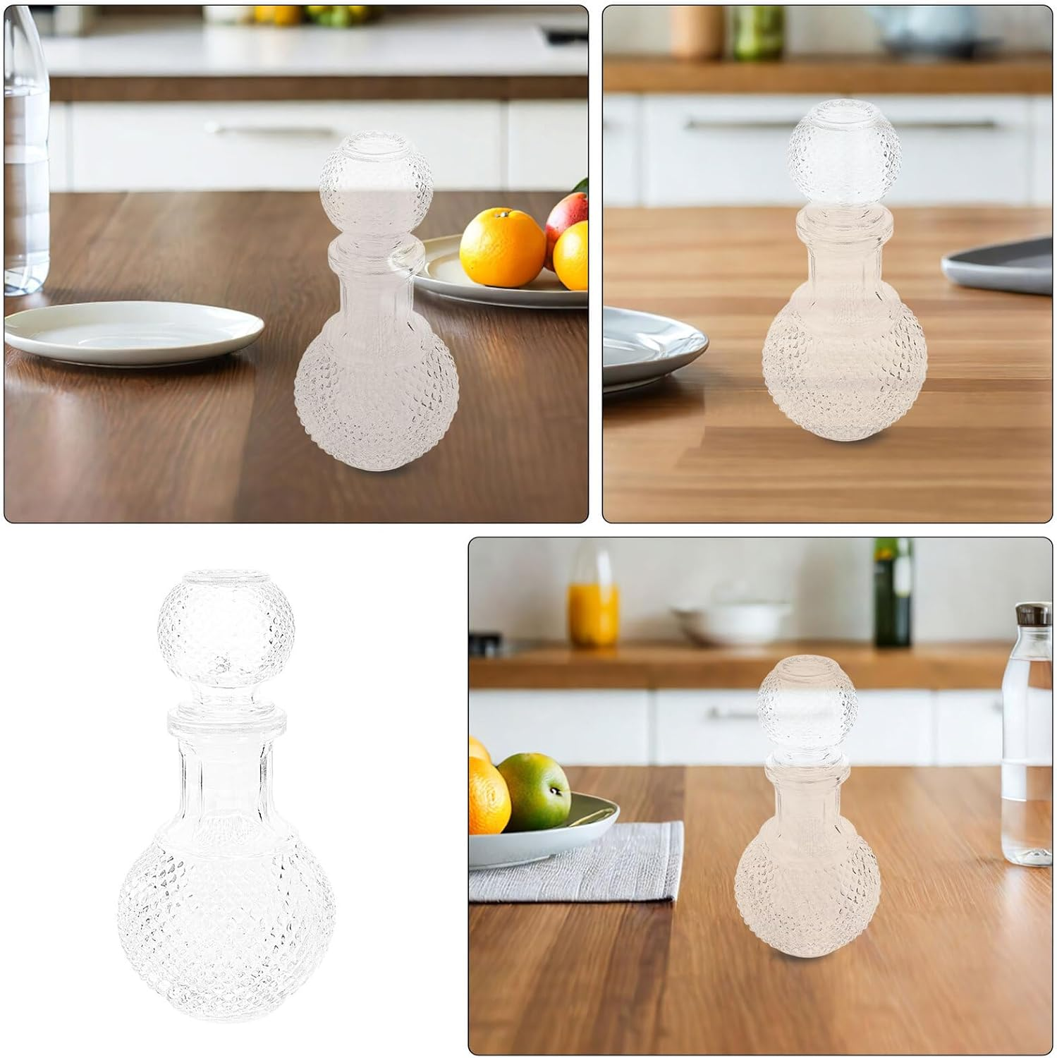 HYTROVE Creative 2Pcs 250Ml Thick Glass Whiskey Bottles, Decorative Liquor Wine Decanters for Home Bar and Hotel Use image number 1