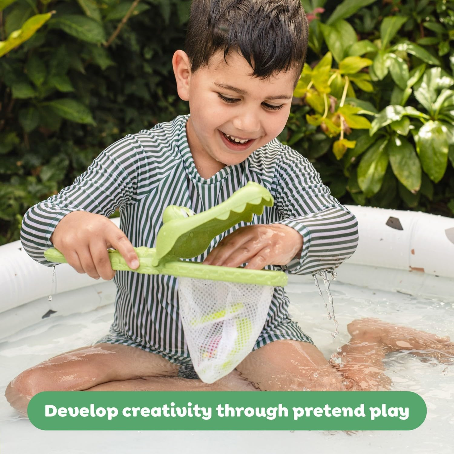 Tiger Tribe: Croc Chasey - Catch a Frog - Fun Bath Toy, Snap-Scoop-Catch Frogs, Frogs Float or Stick to Tiles, ECO Bioplastic, Toddler & Kids Ages 1-3 image number 4