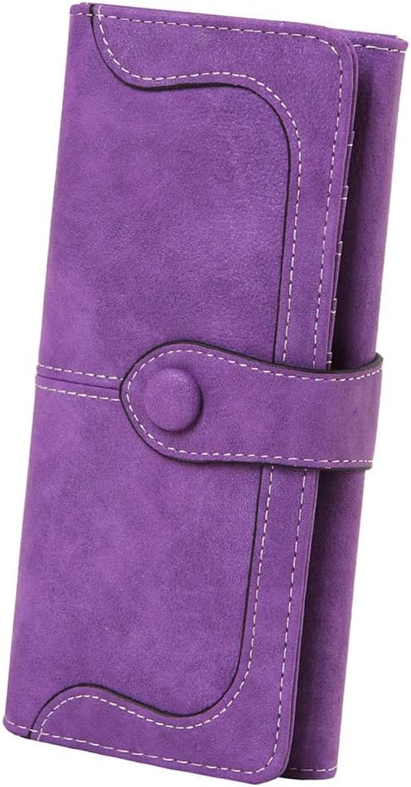 Women'S Vegan Leather 17 Card Slots Card Holder Long Big Bifold Wallet - Light Blue image number 4