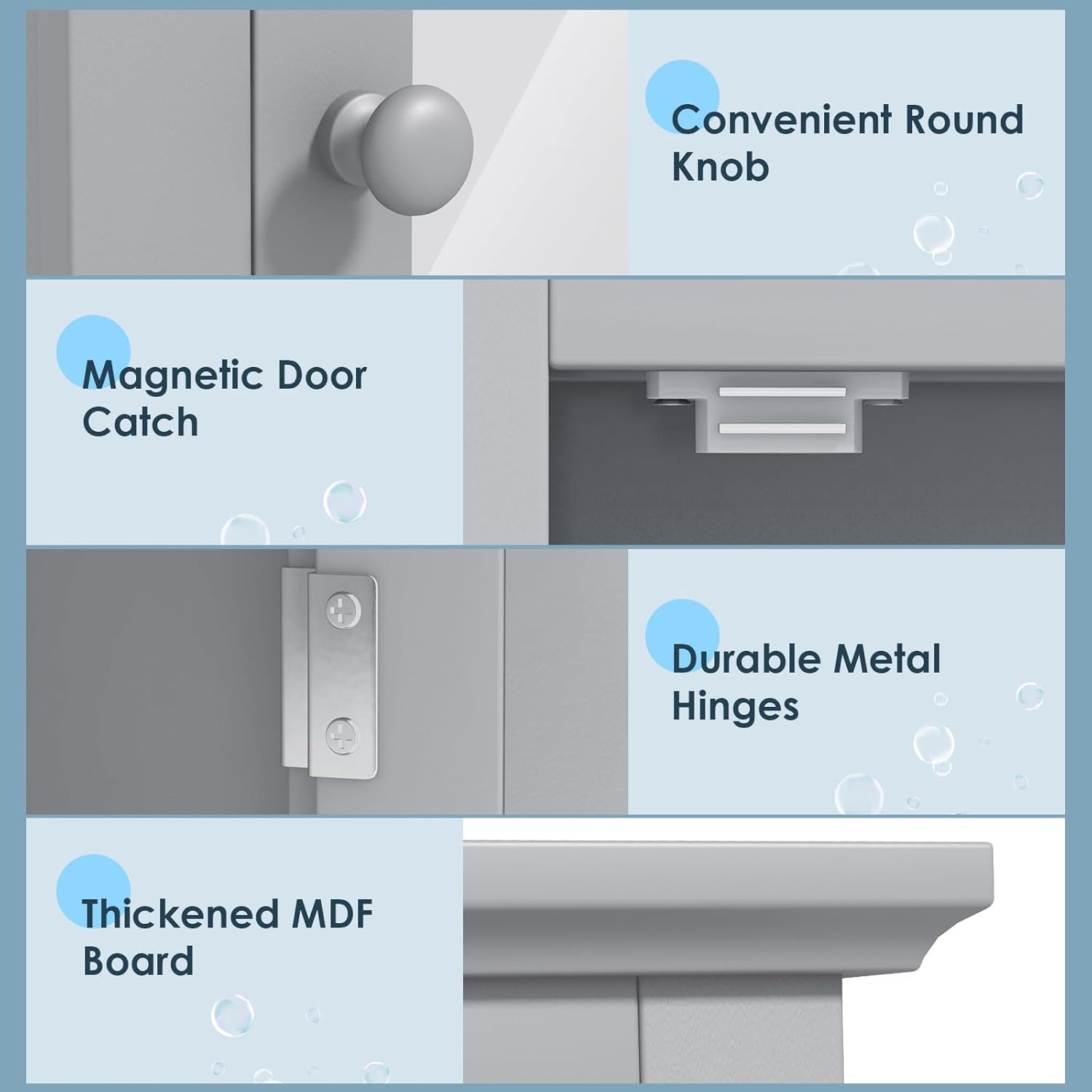 Giantex Mirrored Bathroom Cabinet, Wall Mount Wooden Medicine Storage Cabinet W/Single Door & Adjustable Shelf, Multipurpose Home Organizer 56 X 69 Cm (Gray) image number 6