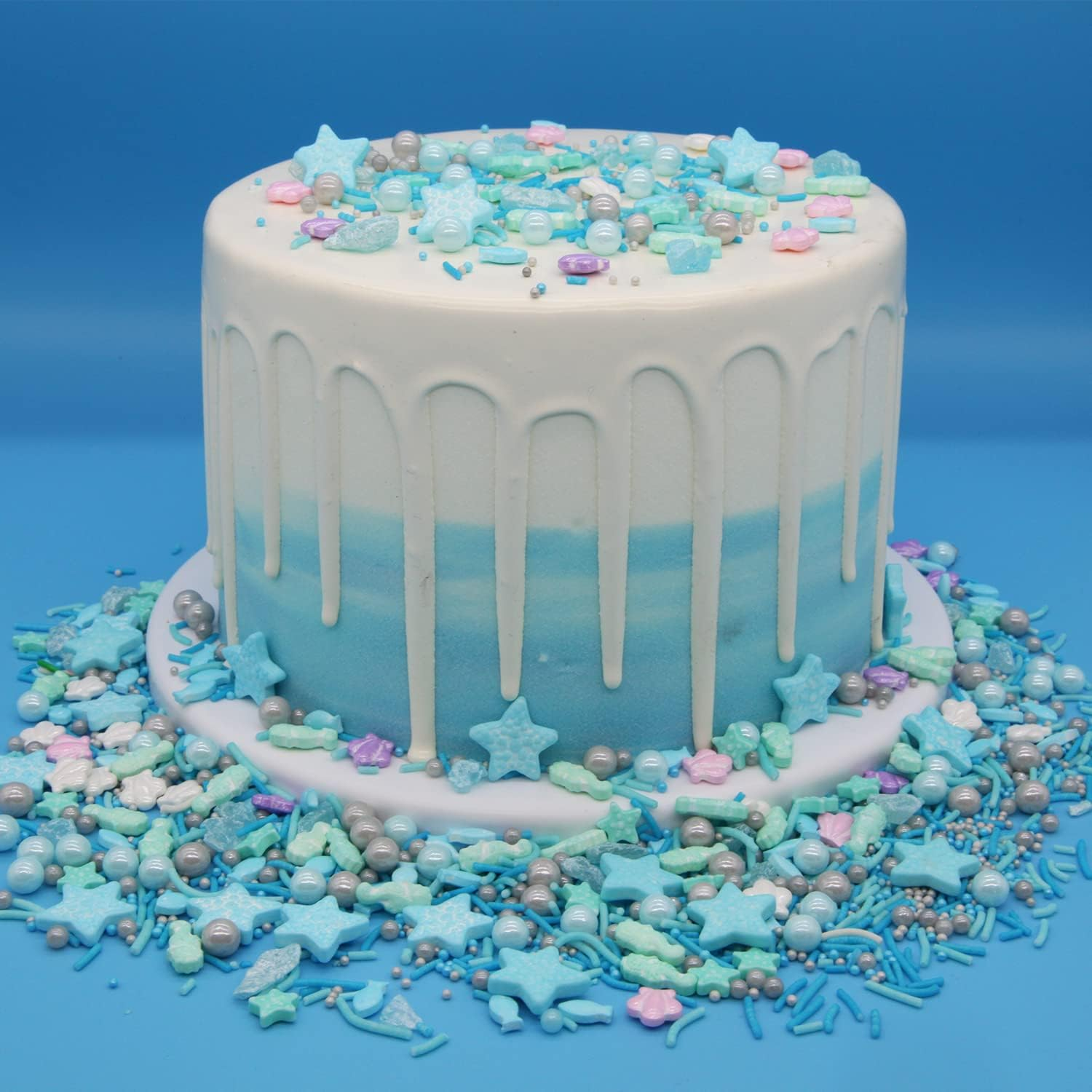 HIFUNBK Sprinkles for Cake Decorating, Edible Pearl for Cookie Cupcake Toppings, Cake and Cookie Decorating Supplies, Rainbow Pearl Sugar for Baking Decoration, 100G in Reusable Container (Sea) - Baby image number 6