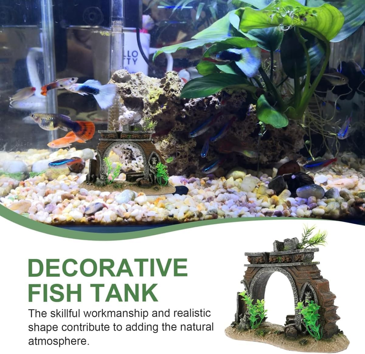 AIMALL Resin Aquarium Castle Archway Decorative Fish Tank Ornament Realistic Door Landscape for Betta Shrimp Turtle Hideout Underwater D&eacute;cor image number 6