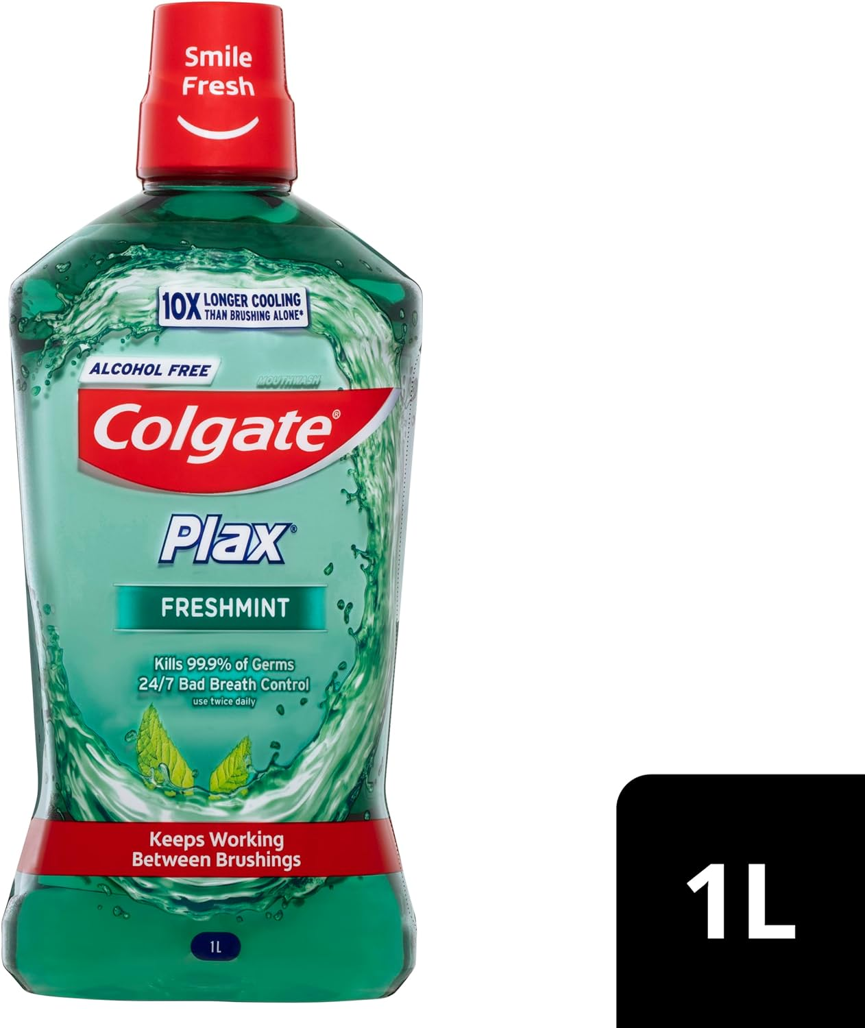 Colgate Plax Antibacterial Mouthwash 1L, Alcohol Free, Freshmint, Bad Breath Control image number 6