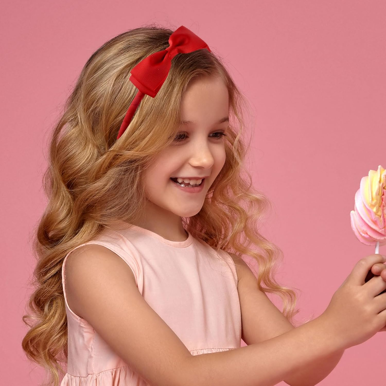 AYNKH 3 Pieces Red School Bows Headbands Alice Hairbands, Girls Uniform Ribbon Bow Set, Hair Accessories for Little Girl Toddlers Teens Birthday New Year Present image number 6