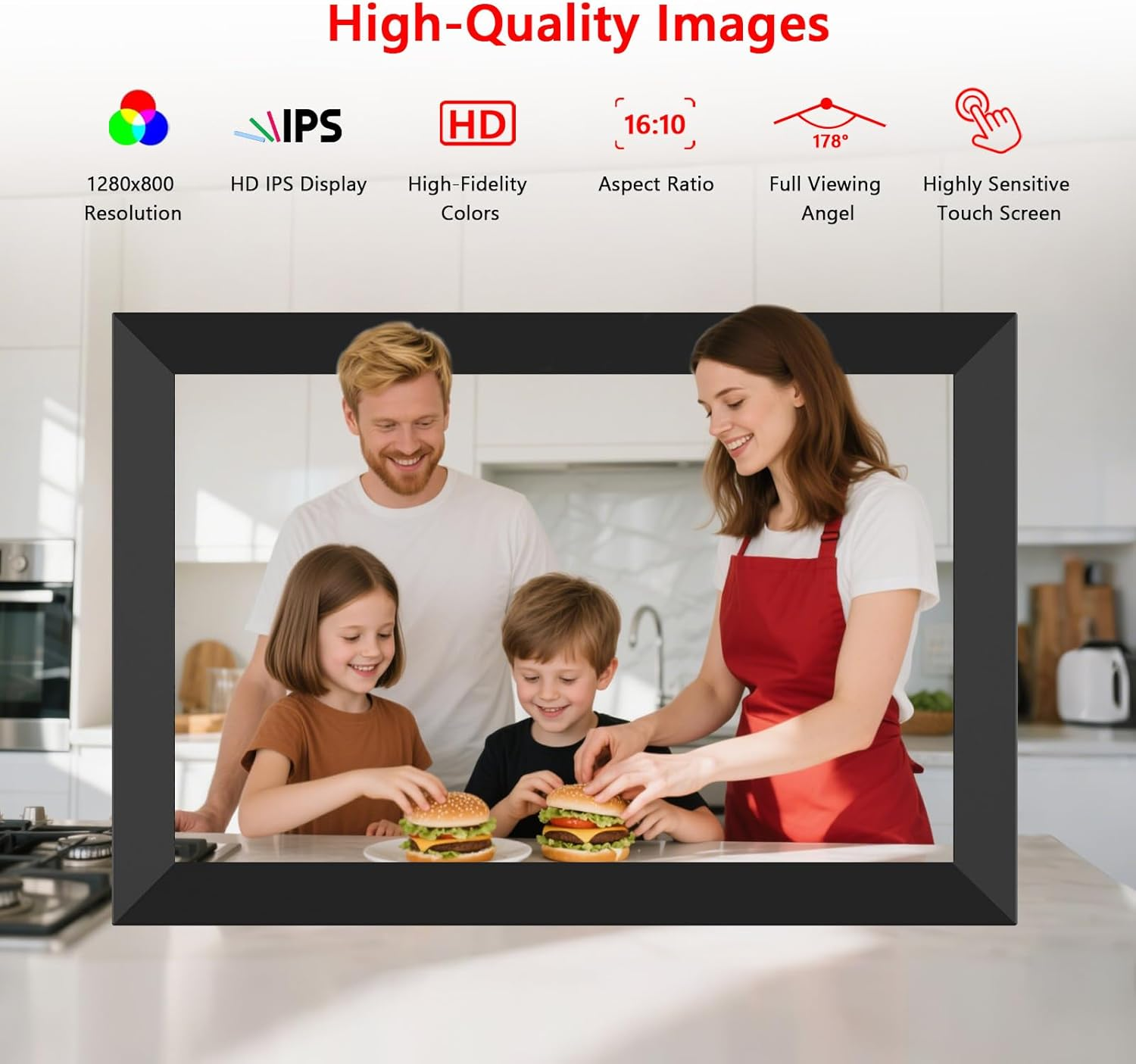 Frameo 10.1 Inch Wifi Digital Picture Frame, 1280X800 HD IPS Touchscreen Digital Photo Frame Electronic, 32GB Storage, Auto-Rotate, Wall Mountable, Share Photos/Videos via Frameo App from Anywhere image number 6