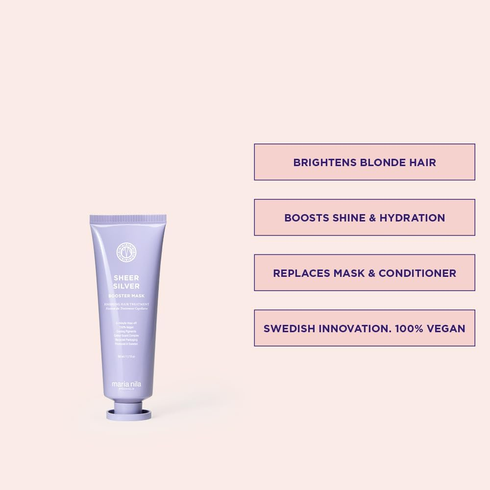 Maria Nila Sheer Silver, Booster 50 Ml, Neutralizes Golden Shades, Violet Pigments Gives Cool Tone, 100% Vegan & Sulfate/Paraben Free