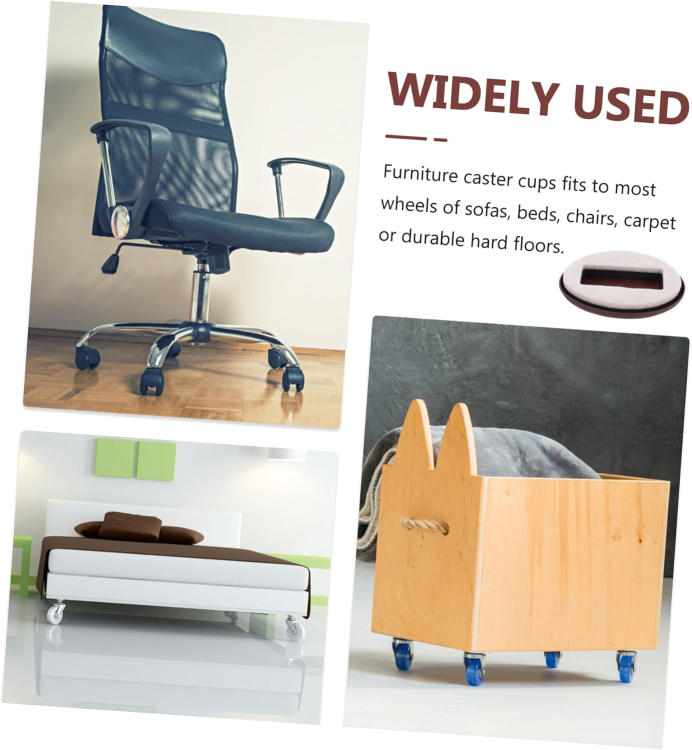 Iplusmile 5Pcs Slip Mat Felt Pads for Chair Wheels Rolling Chair Wheel Stopper Fits Hardwood Tile and Carpet Floors for Home and Office Use - Brown image number 3