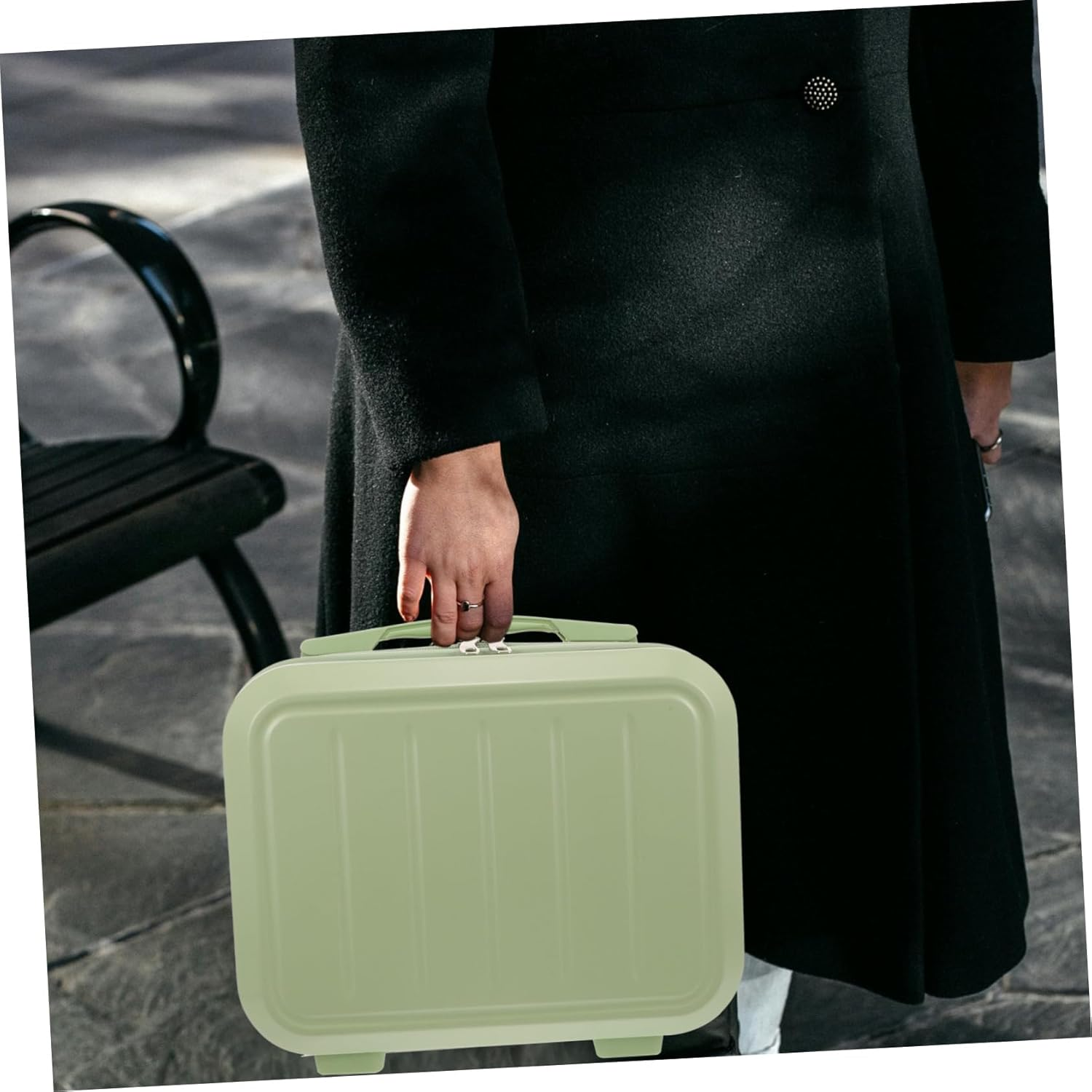 WRITWAA Large Capacity Travel Makeup Case with Zipper Handle Avocado Green Cosmetic Suitcase for Women and Portable Organizer for Cosmetics Toiletries and Essentials image number 2