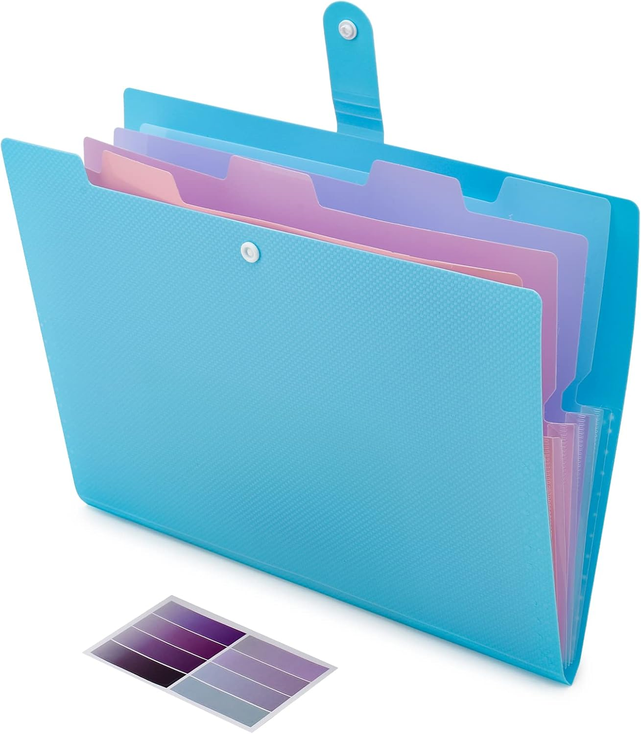 Nafy Colorful Expanding File Folder, 5 Pockets Folder with Colored Labels Portable Weave Pattern Accordion File Folder A4 Letter Size Project Organizer Document Folder for Office School (Purple)
