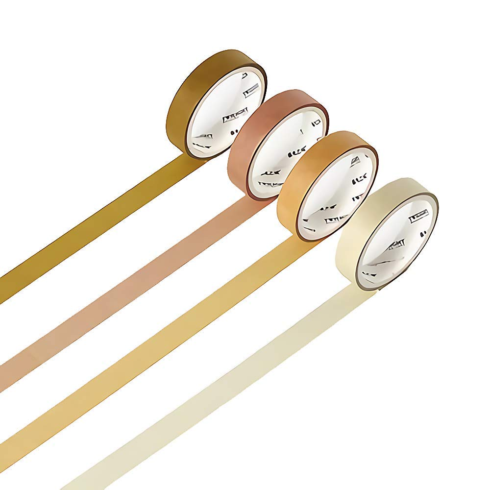 Set of 4 Natural Color Washi Masking Tape, Sticky Paper Tape for DIY, Decorative Craft, Gift Wrapping, Scrapbook, 7-Basic Style - Green image number 4