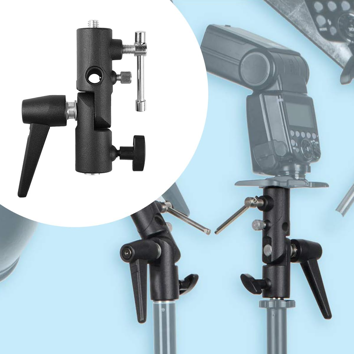 Laroal Flash Head Umbrella Stand H Type Lamp Holder for Light Tripod Flash and Reflective Umbrella Transmitted Light Umbrella Photo Studio 1Pcs