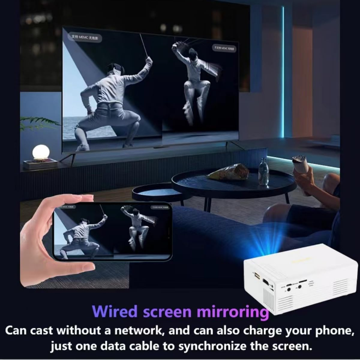 Mini Portable Projector,Movie Projector for Kids, Mini Projector Supported HD 1080P, Small Portable Movie Projector for Outdoor Projector Use in Camping, Home Theater Video Projector (Black)