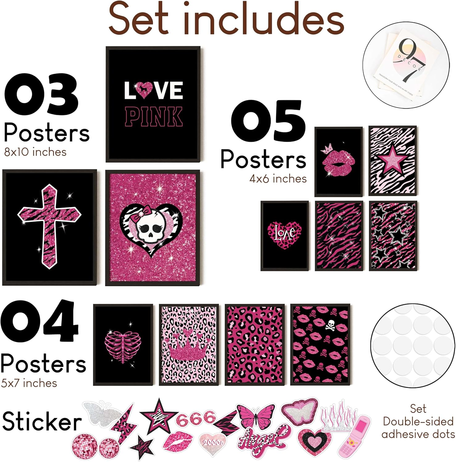 97 Decor Mcbling Trashy Y2K Room Decor Aesthetic - Early 2000S Room Decor Y2K Posters, Hot Pink Pictures Wall Art Prints, Baddie Aesthetic Pictures for Teen Girls Dorm Bedroom Apartment (Unframed) image number 3